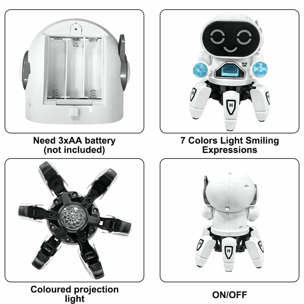 Robot zabawka dla dzieci, robot towarzyszący z kolorową projekcją światła, tańcem, śpiewem i chodzeniem, dla dzieci w wieku 4-12 lat, jako prezent urodzinowy