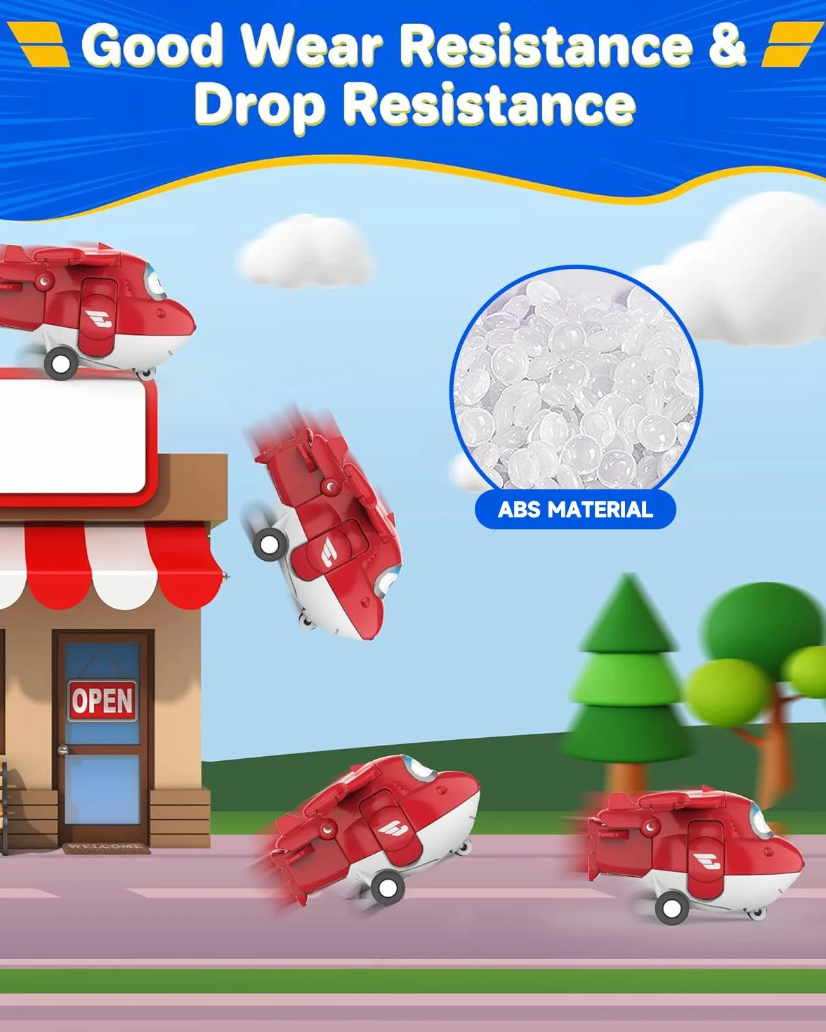SUPER WINGS - WORLD AIRPORT CREW - 8-PART TRANSFORM-A-BOTS SET + figurki PVC x7 - Transformowalne zabawkowe samoloty i figurki robotów z 1 sezonu serialu animowanego Super Wings.