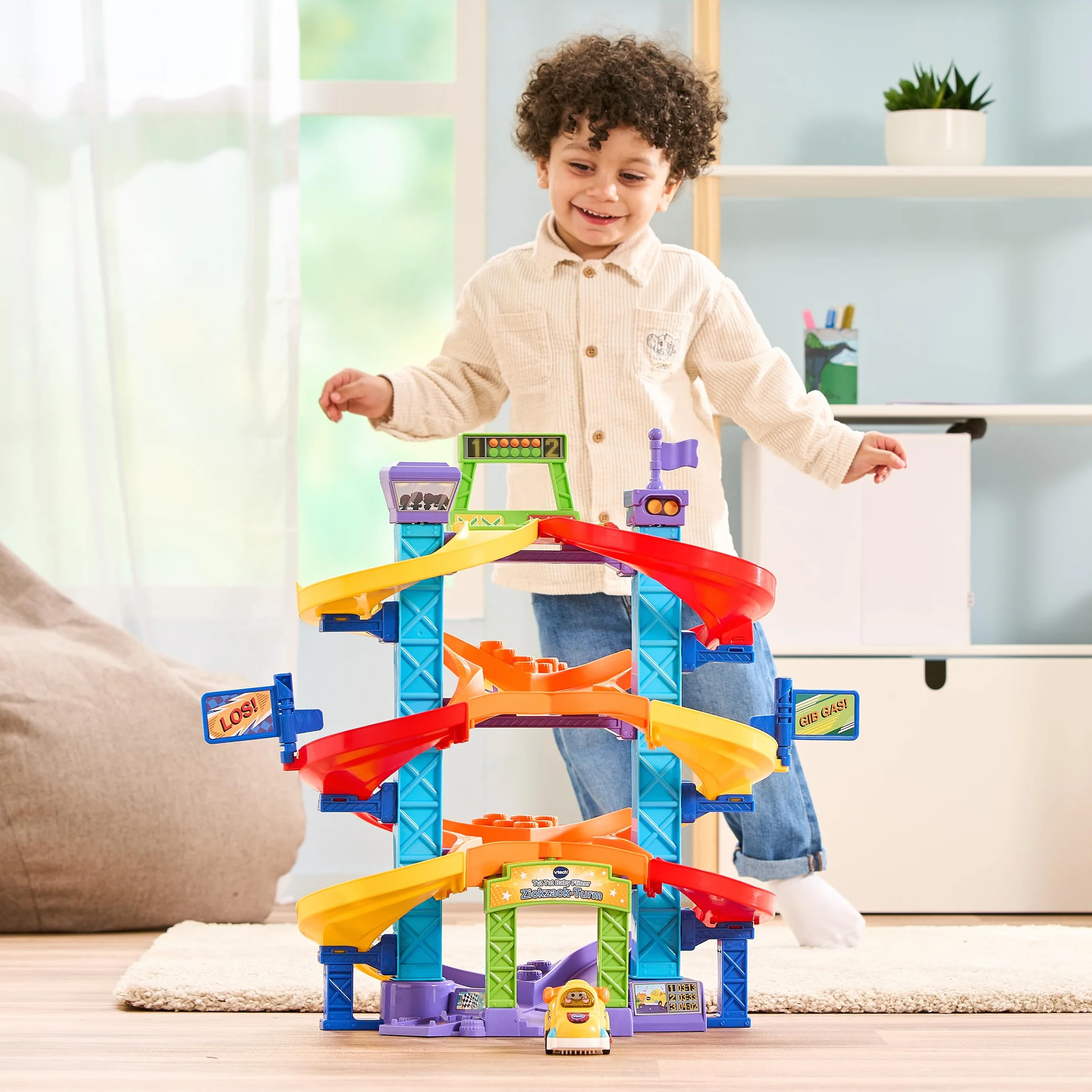 VTech Baby Tut Tut Baby Flitzer - wieża zygzakowa – interaktywny zestaw do zabawy z samochodem wyścigowym, muzyką, ekscytującymi zdaniami i dźwiękami – dla dzieci w wieku 1-5 lat