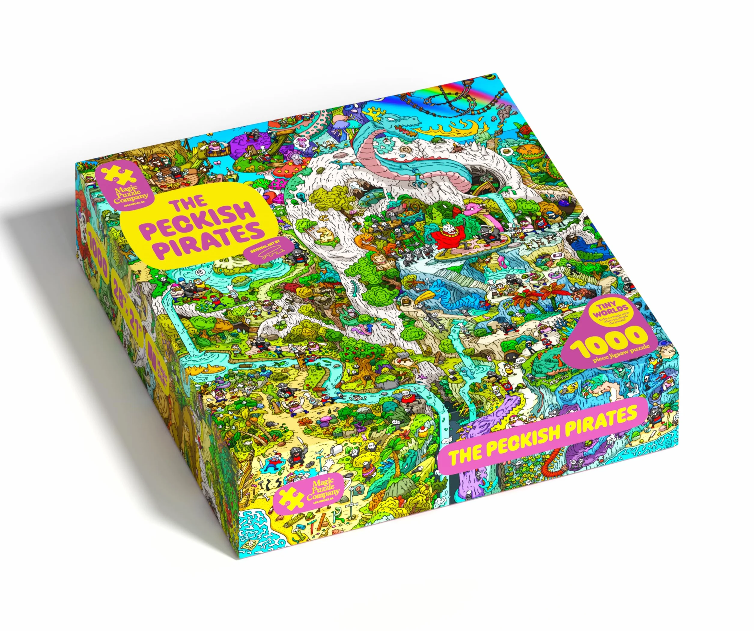 Magic Puzzle Company Zestaw 3 układanek z serii czwarta: Big Rock City, The Awakened Artifacts i The Peckish Pirates, 1000-elementowe puzzle