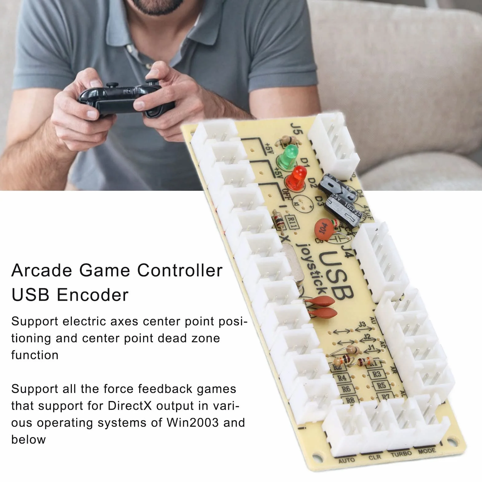 Koder USB Zero Delay Przycisk USB do Joysticka, do Gier Walki na PC dla MAME dla Retro.(QM070916 (pojedynczy))