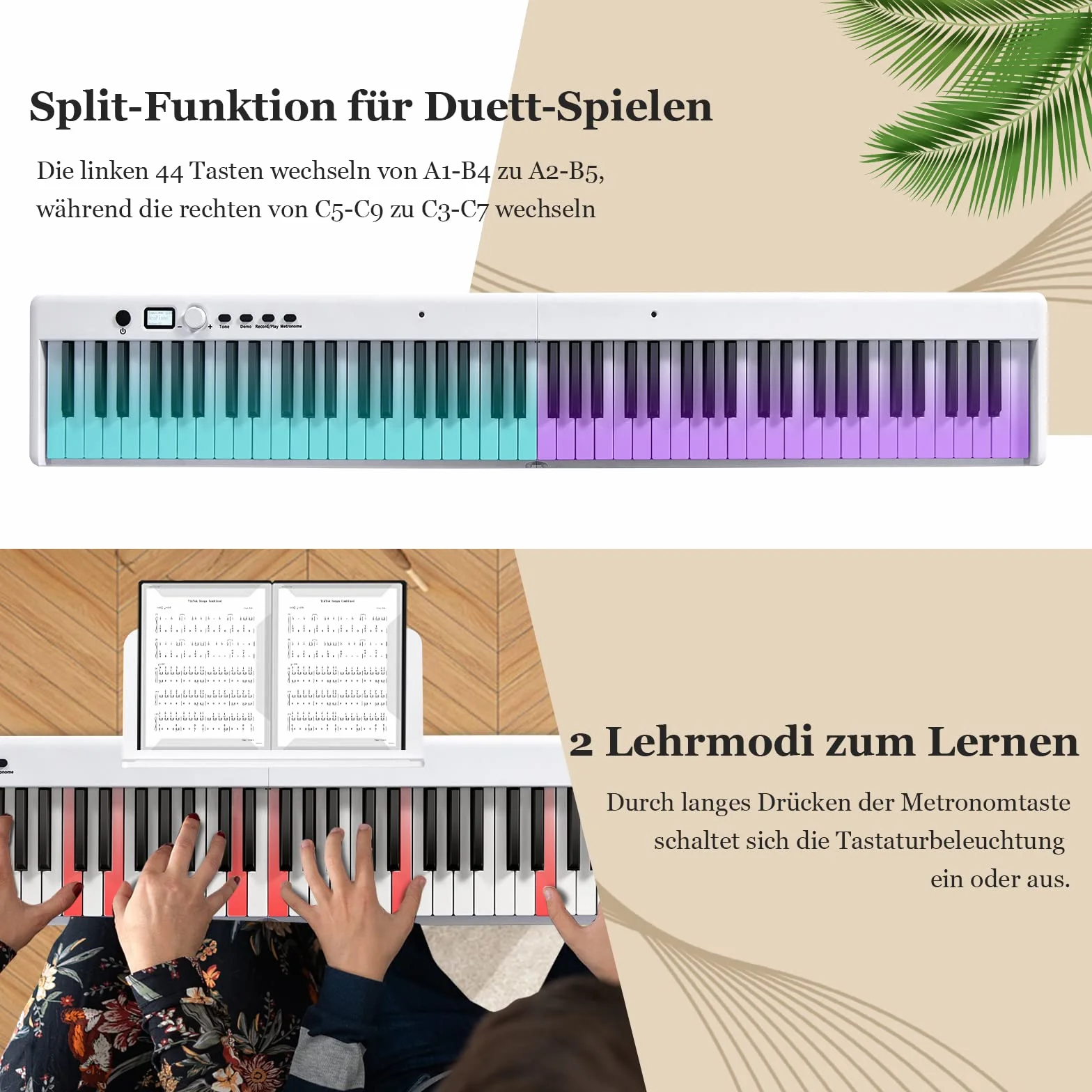 COSTWAY pianino elektryczne 88 klawiszy składane przenośna klawiatura cyfrowa 128 rytmów 128 tonów 20 demo zestaw dla dzieci i dorosłych biały
