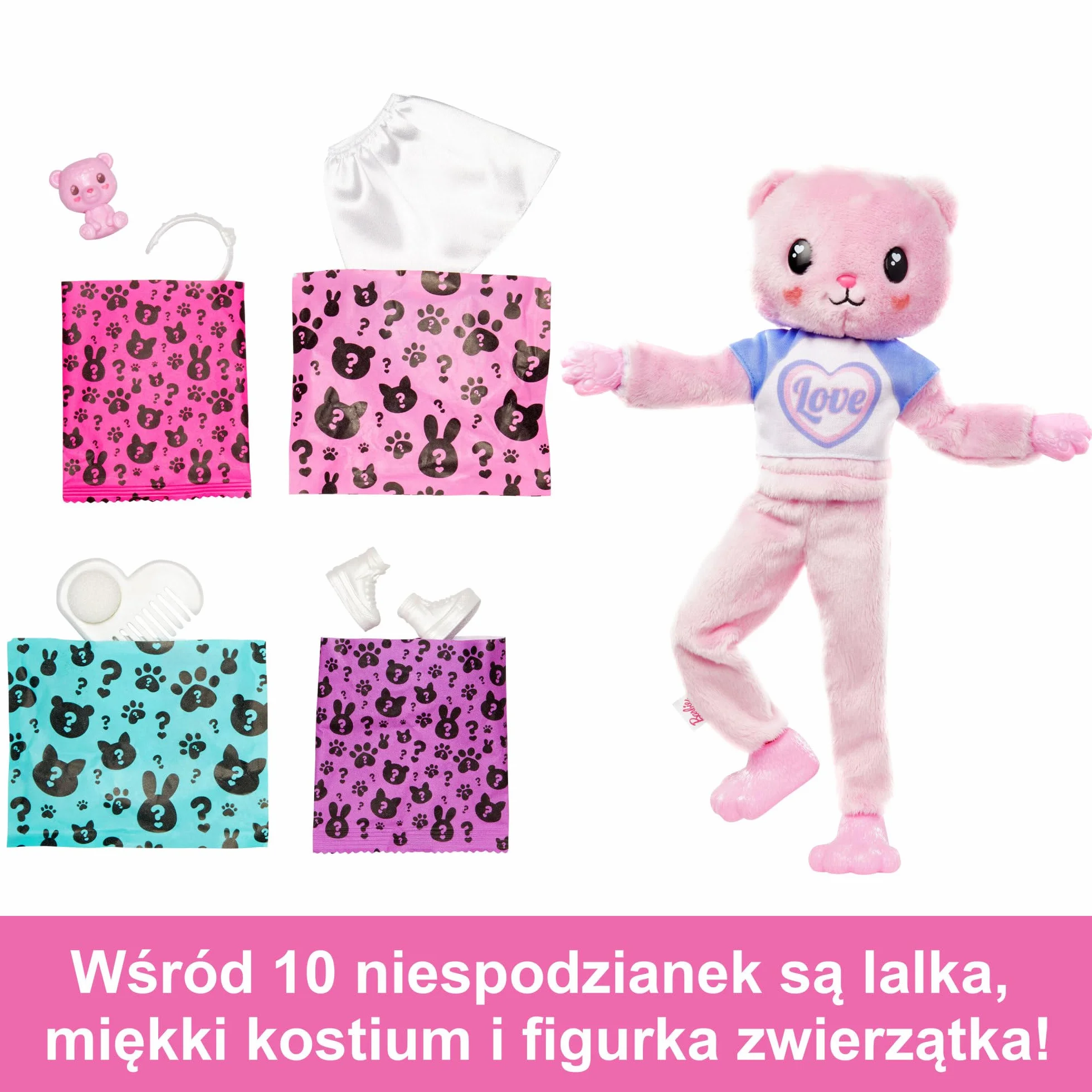 Barbie Cutie Reveal Miś Lalka Seria Słodkie stylizacje z 10 niespodziankami HKR04