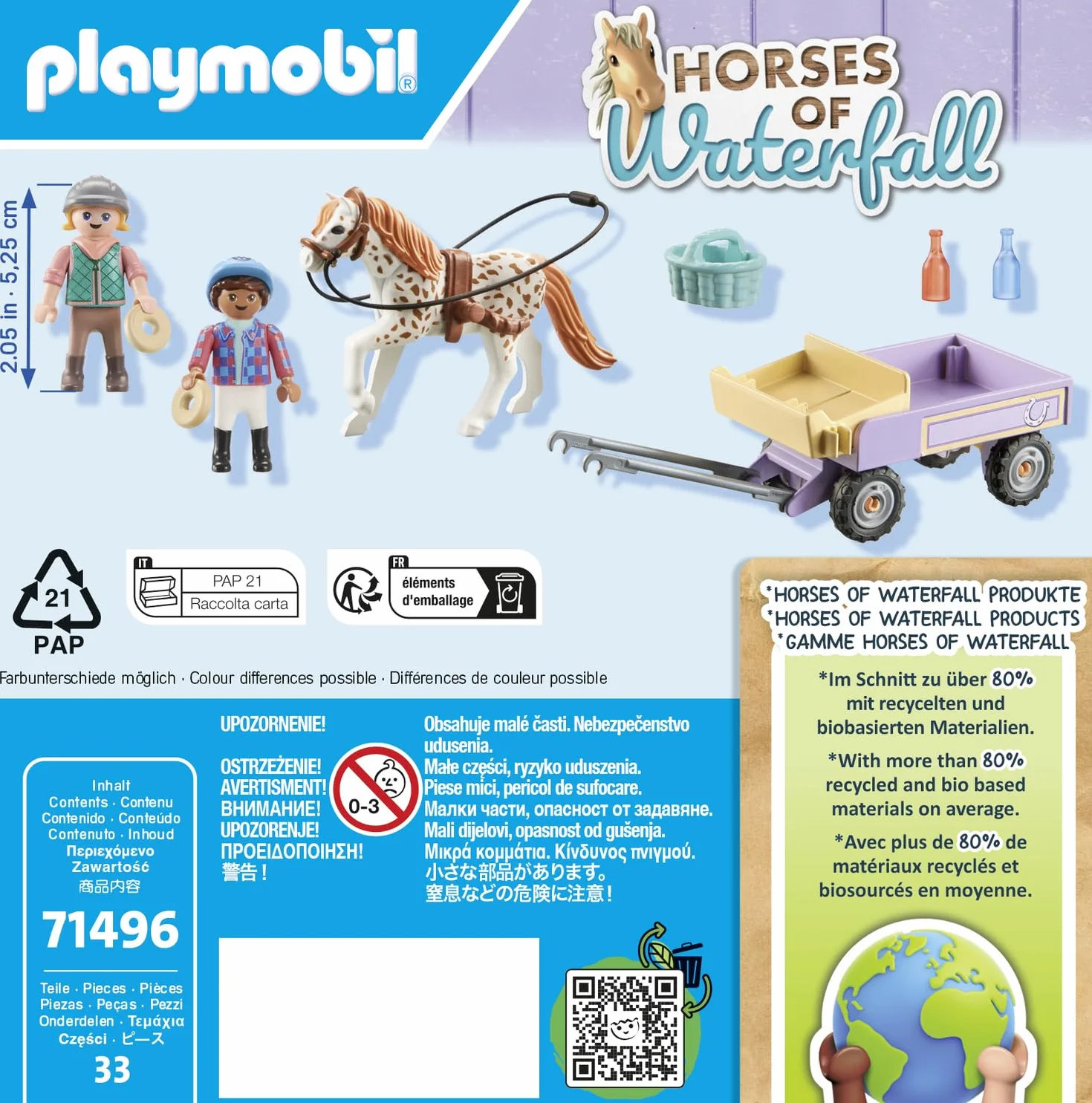 PLAYMOBIL Horses of Waterfall 71496 Powóz kucyków, urocza wycieczka z kucykami, ciekawe przygody na Ranczu Waterfall, zestawy odpowiednie dla dzieci od 4 roku życia
