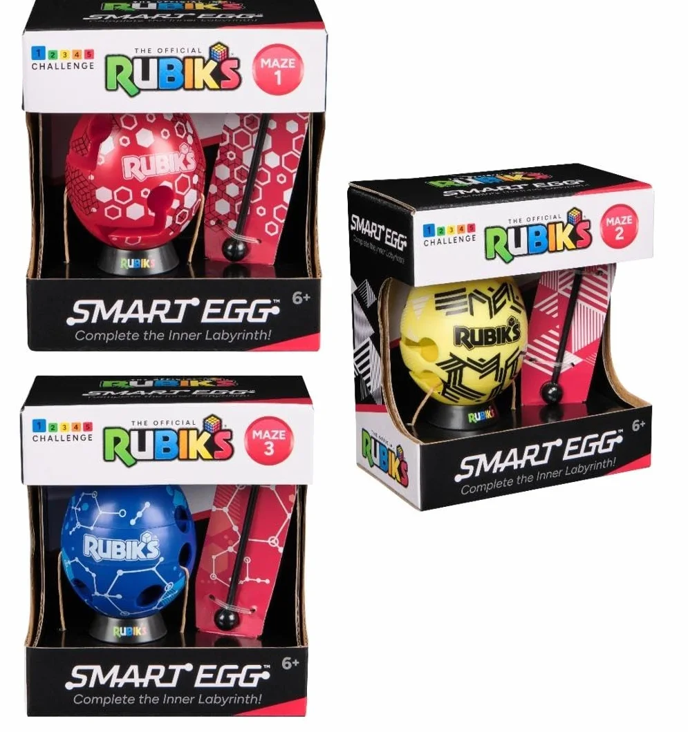 Rubik's 6073831 Smart Egg, jajko, gra cierpliwości: przeprowadź laskę przez labirynt, trenuj koncentrację i zręczność, losowy wybór sortowania, odpowiedni dla dzieci od 6 lat, czerwony