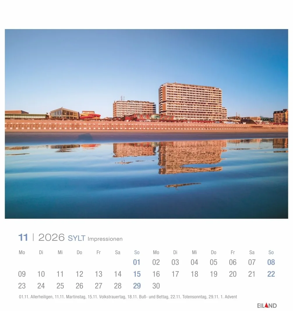 Sylt Impressionen Postkartenkalender 2026: Die schönsten Seiten der Insel in einem kleinen Kalender zum Aufstellen oder Aufhängen. Fotokalender mit monatlichen Postkarten zum Sammeln und Verschicken.