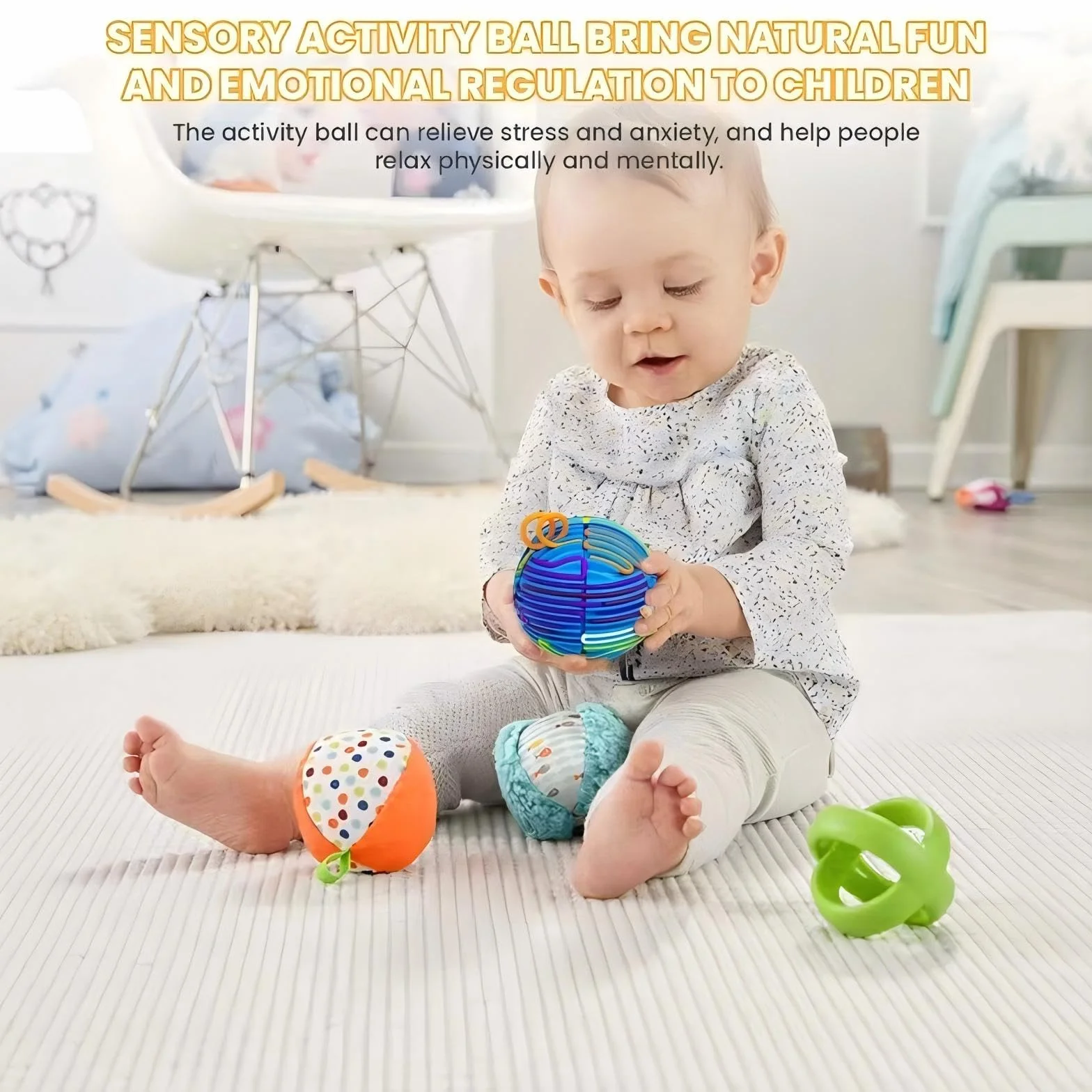 Piłka do aktywności sensorycznej, tablica do aktywności sensorycznej, ulepszenie 3D, zabawka Fidget do uspokajania, stresu, lęku, ADHD i autyzmu, dla dzieci w wieku 3+ i dorosłych, z 16