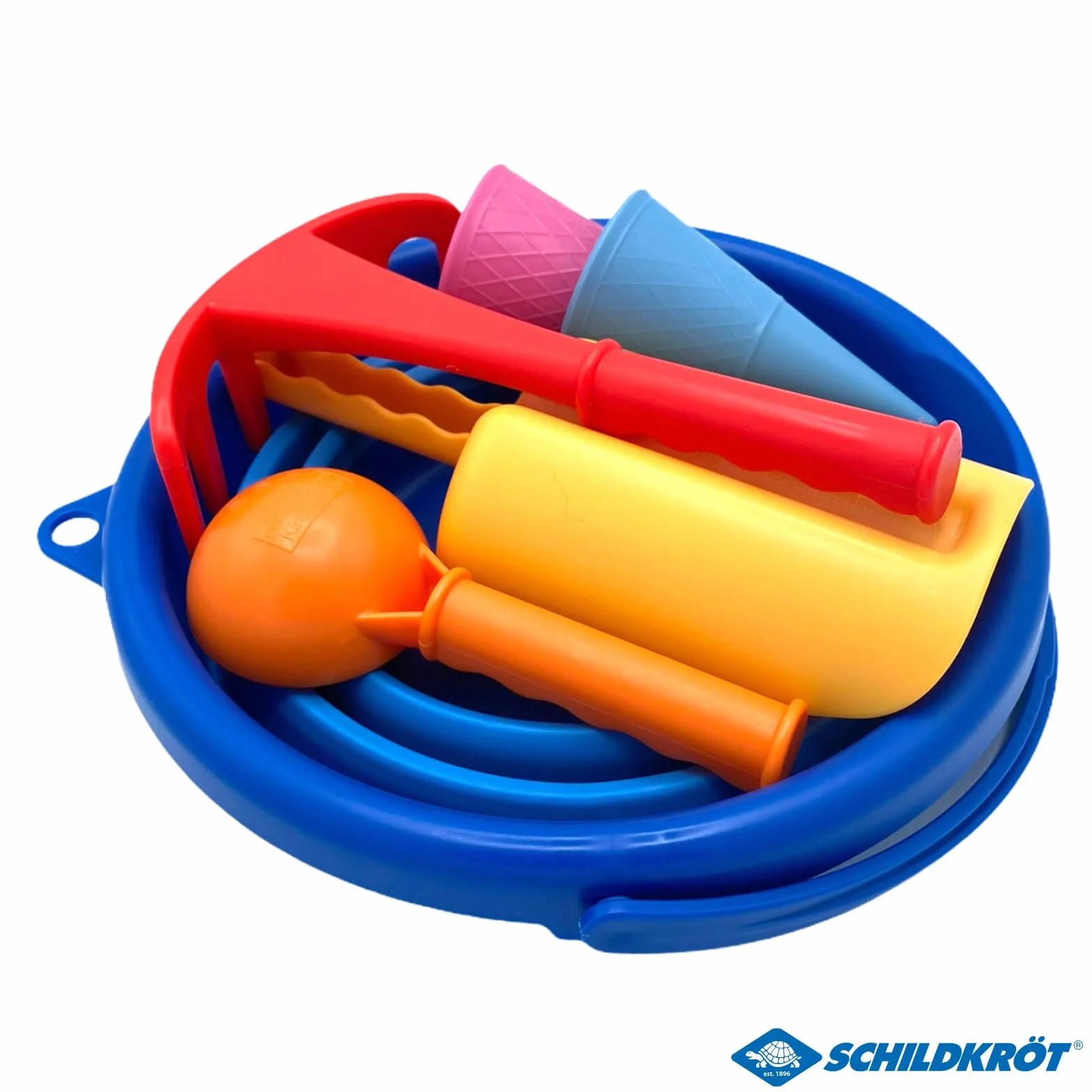 Schildkröt 7 w 1 Sand Toys zestaw składanych wiaderek niebieski