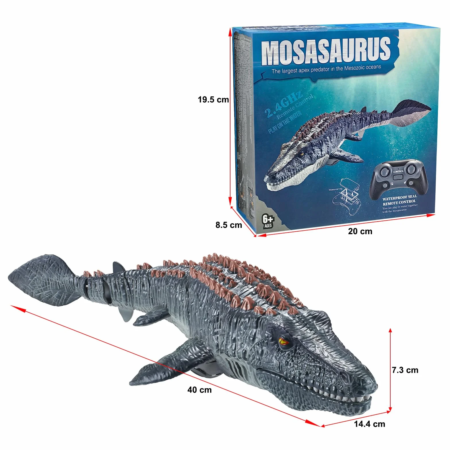 Zdalnie sterowana łódź Mosasaurus z mgiełką, podwójne śmigło, zabawka dla dzieci