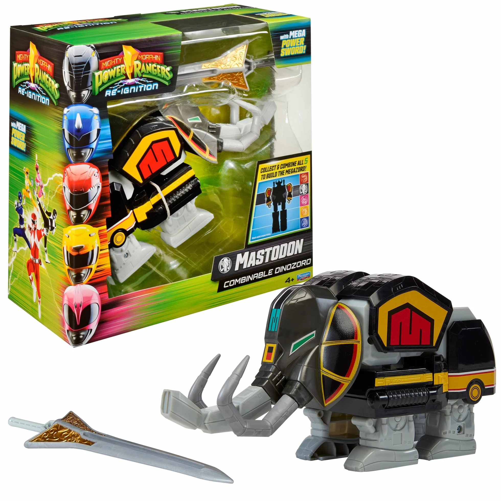Power Rangers - Kolekcja Megazord, przegubowe Zords, Figurka, 20 cm, model Mastodon Dinozord, dla dzieci od 4 lat, PWG002