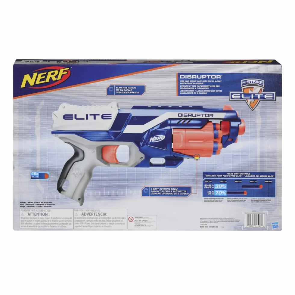 Nerf Elite Disruptor 2-pak – 2 Disruptor Blaster, 12 Nerf Elite Darts – bęben rotacyjny 6 dart, szybki ogień