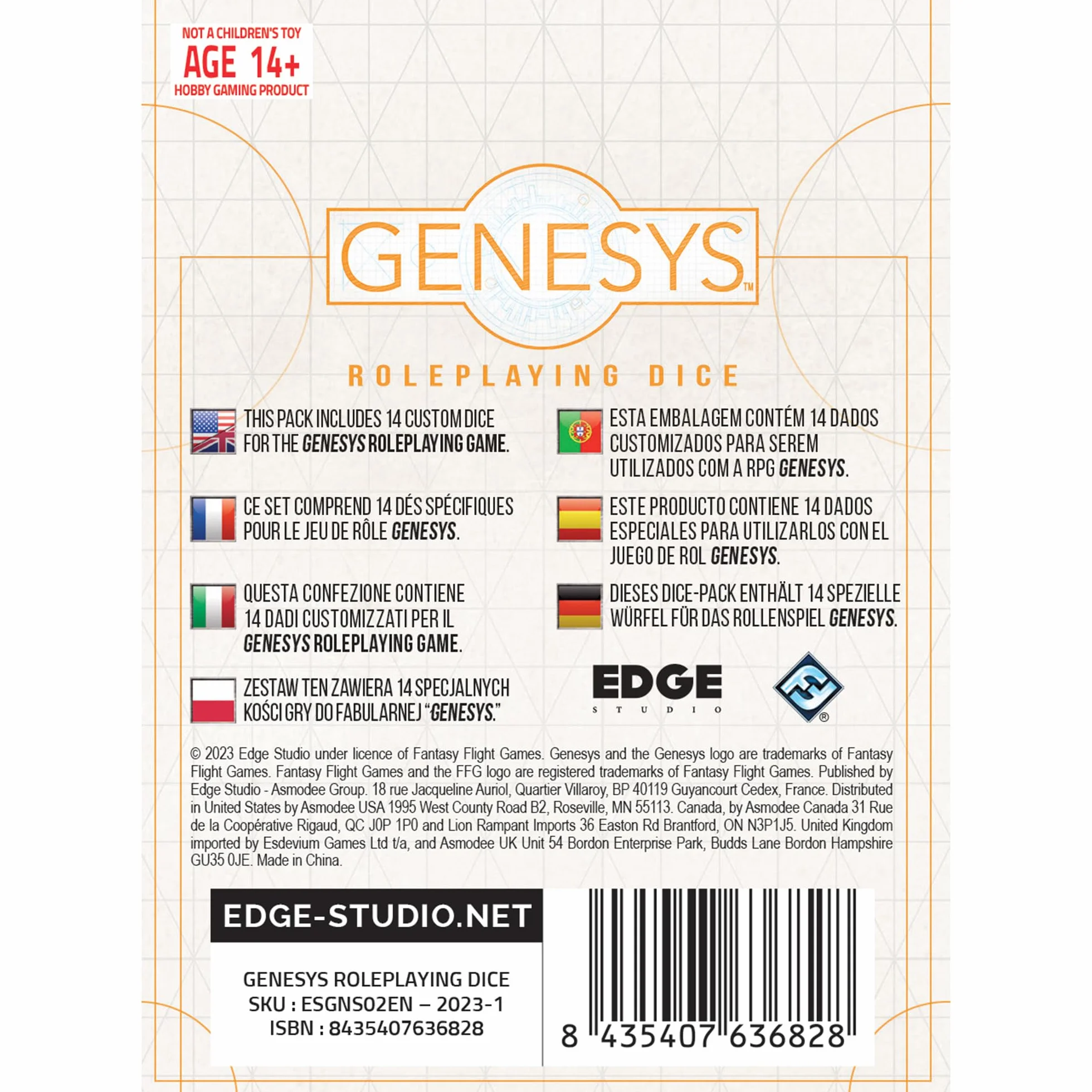 Edge, Genesys RPG: Zestaw kości do odgrywania ról, RPG wielokolorowy