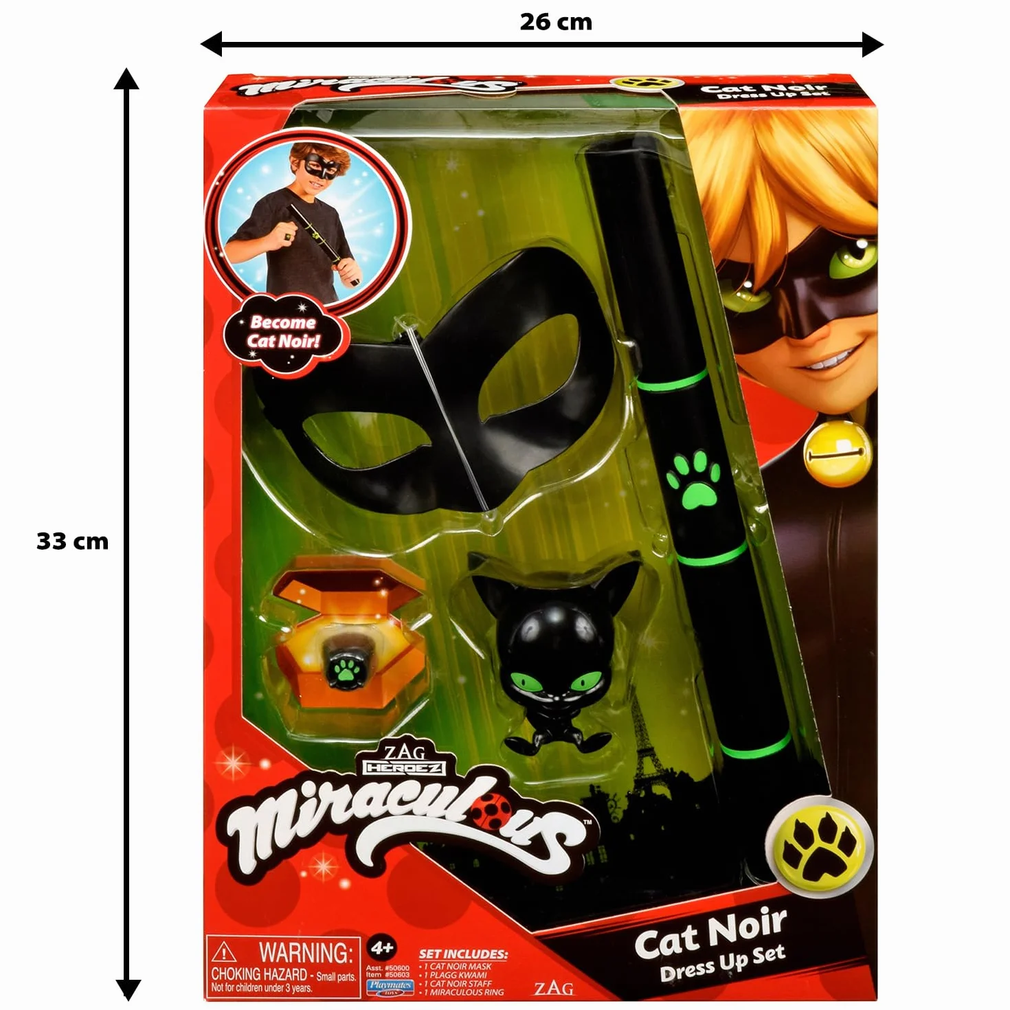 BANDAI - Miraculous Zestaw Do Przekształcania - Kostium Cat Noir - Superbohater Akcesoria - Kostium Dziecięcy Chat Noir - Oficjalna Licencja - Zabawka Dla Dzieci Od 4 Lat
