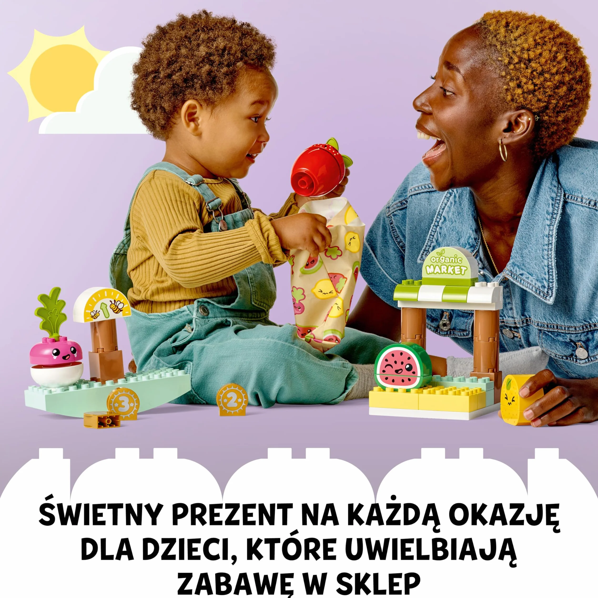 LEGO DUPLO My First Ryneczek bio, Zabawkowe Owoce i Warzywa, Zabawka Edukacyjna dla Dziecka do Nauki Cyferek, Układanie w Stosy dla Dzieci w wieku od 18 miesięcy do 3 lat, Pomysł na Prezent, 10983