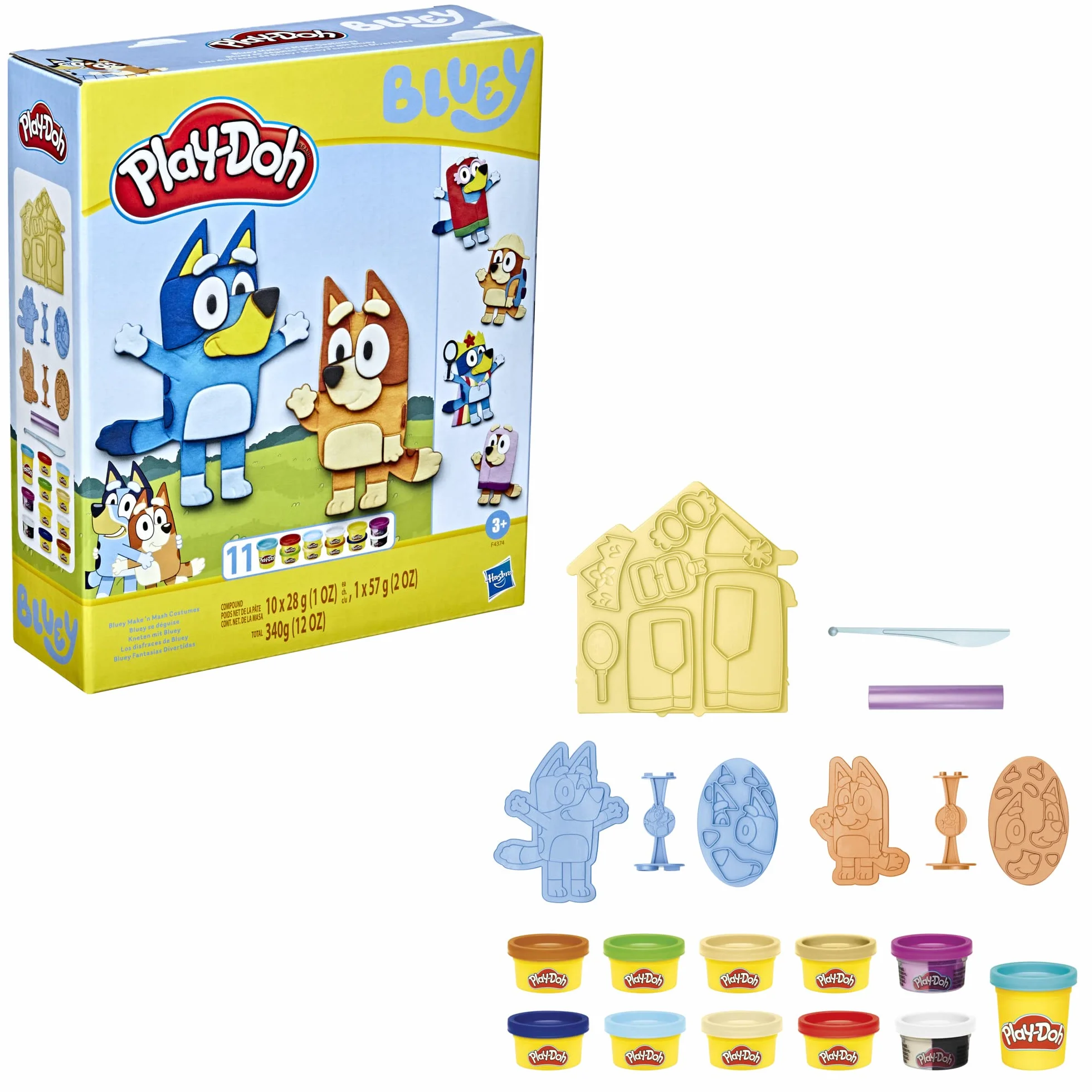 Play-Doh Przebrania Blue Zestaw do zabawy dla dzieci od 3 lat, 11 tub ciastoliny
