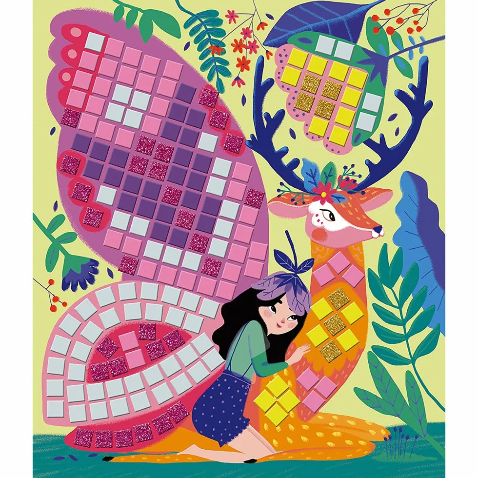 Janod - Fairies Foam Mosaics Box - Les Ateliers du Calme - kreatywny zestaw rekreacyjny dla dzieci - motoryka precyzyjna i nauka koncentracji - od 5 lat, J07960