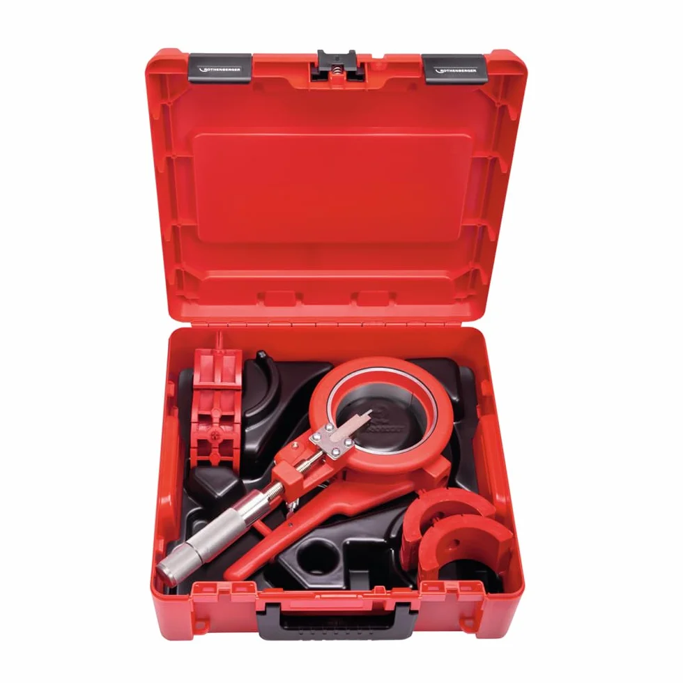 ROTHENBERGER ROCUT 110 zestaw nożyczek do cięcia tworzyw sztucznych, narzędzie do cięcia i fazowania, średnica obszaru roboczego 50 mm-75 mm-110 mm | 55035 | przecinak do węża, przecinak do rur