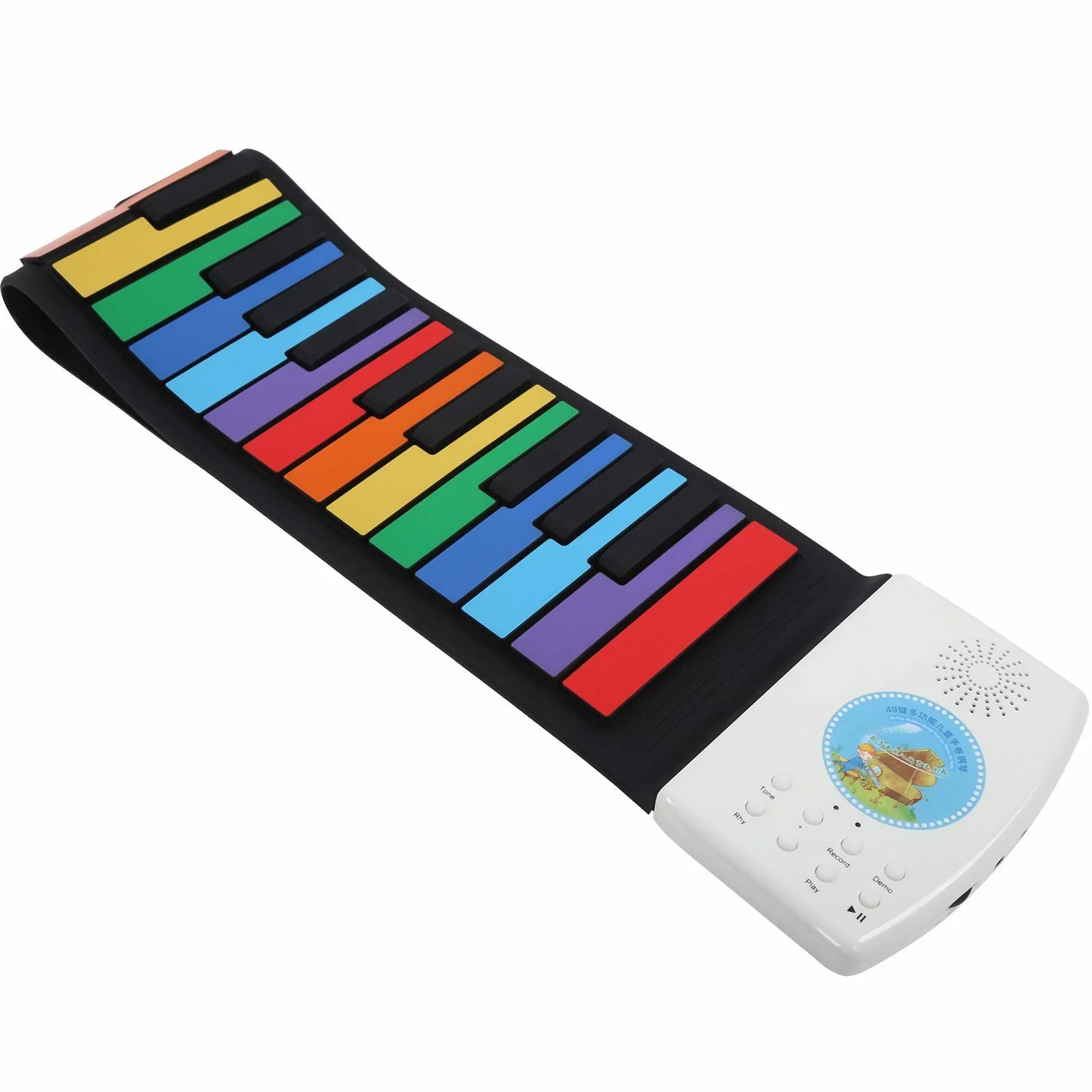 Roll Up Piano, Silikonowe 49 Klawiszy Roll Up Piano Rainbow Color Ręcznie Rolowane Klawiatury Fortepianowe Świąteczny Urodzinowy