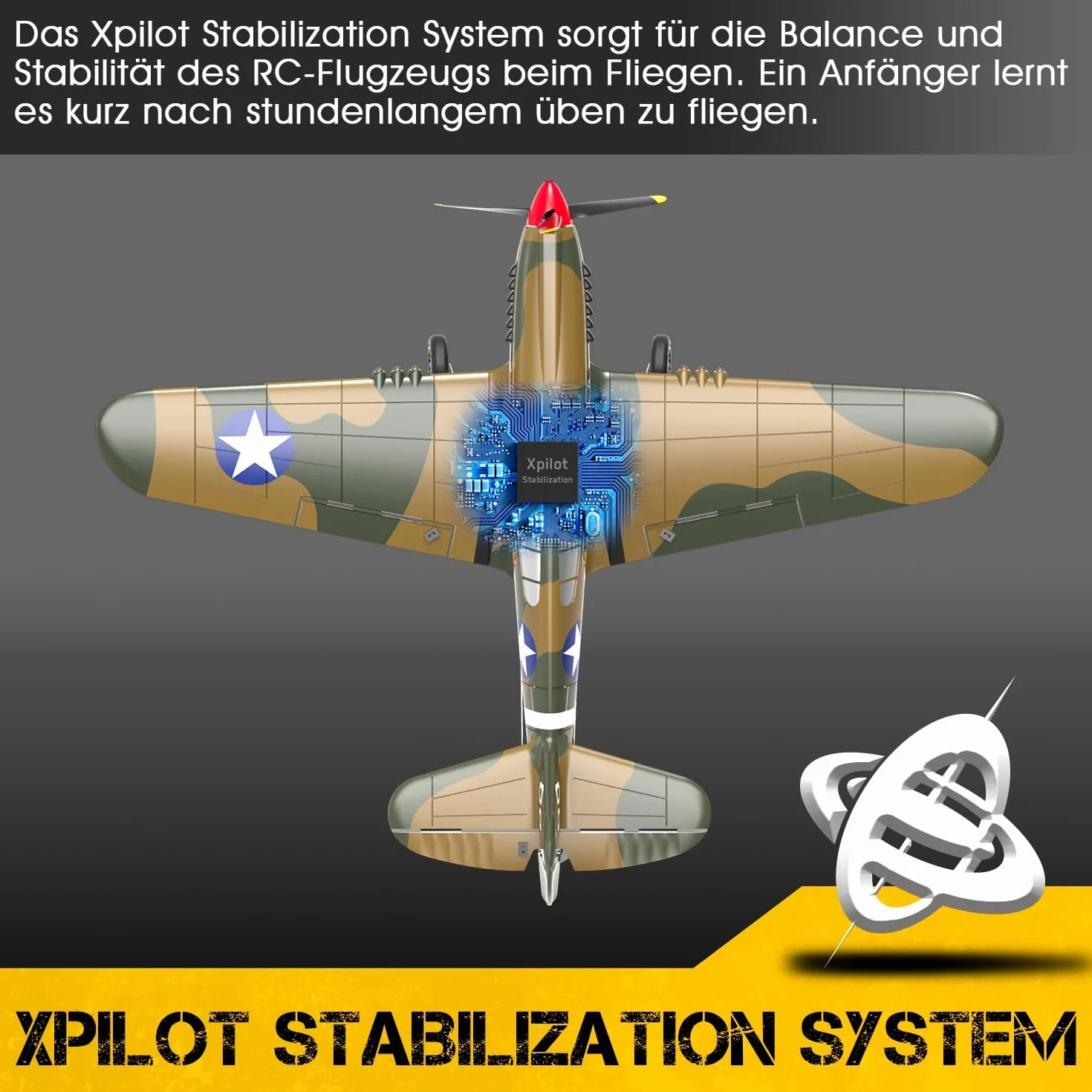 VOLANTEXRC RC samolot P40, zdalnie sterowany samolot RTF 2,4 GHz, z 2 bateriami, 6-osiowy stabilizator żyroskopowy, plandeka RC 4CH RC, zabawka dla początkujących, dzieci, dorosłych