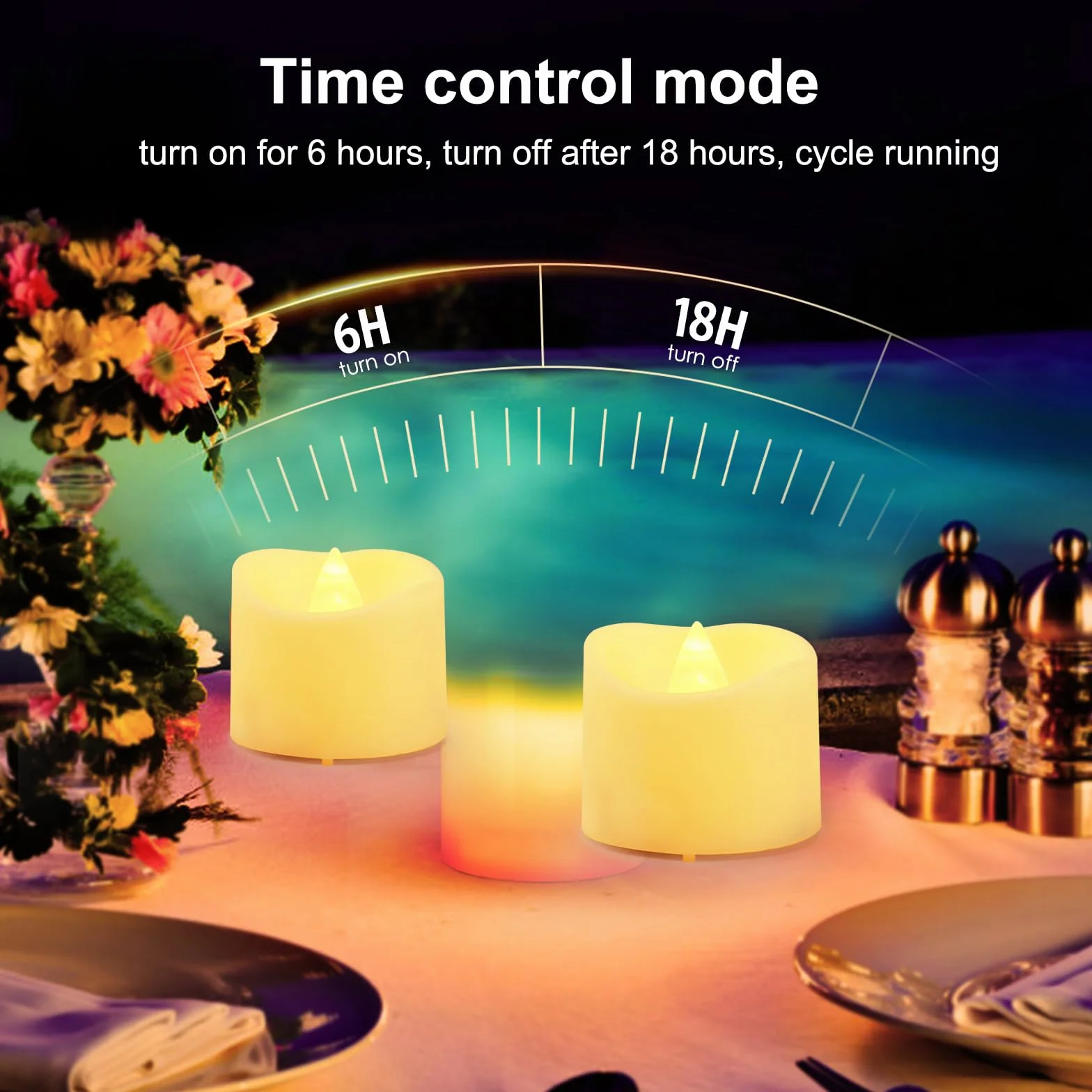 12 sztuk świec LED z timerem, świece LED z funkcją timera, automatyczne wyłączanie, migocząca elektryczna świeca LED na wesela, dekoracje na przyjęcia (ciepła biel)
