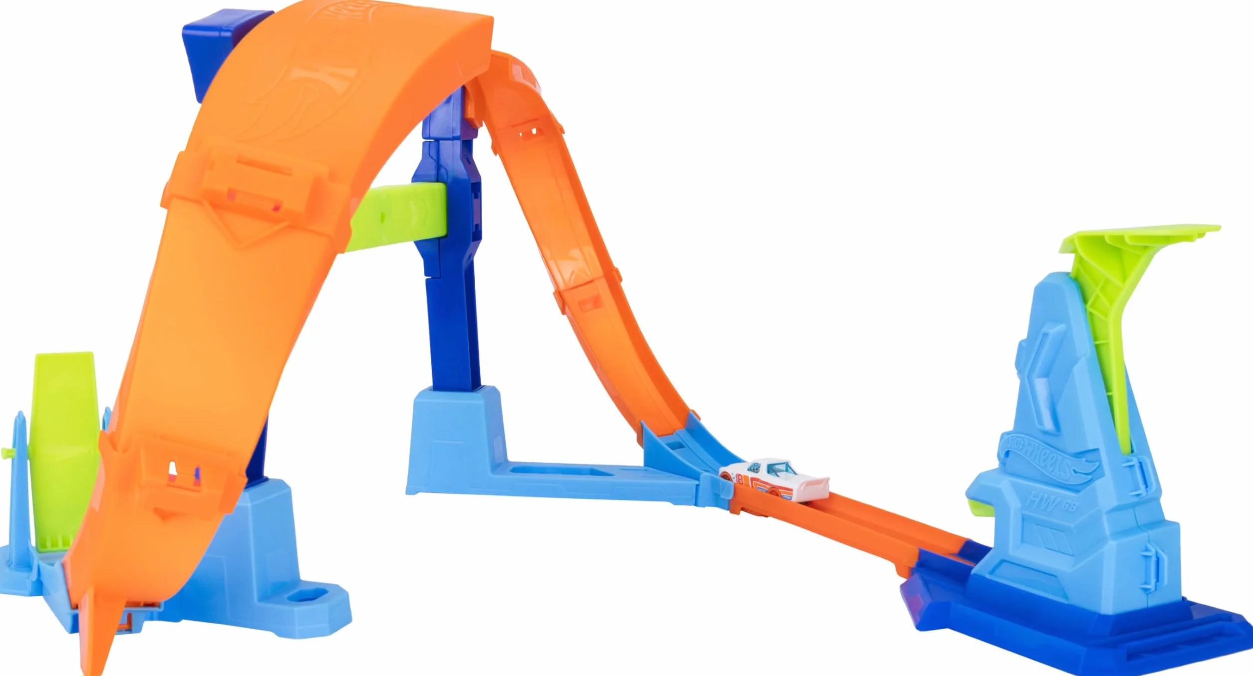 Hot Wheels JLM91 Stunt Tracks Mistrzowski skok na pętli Zestaw tor wyścigowy Speed Snap 1:64 dla dzieci 4+