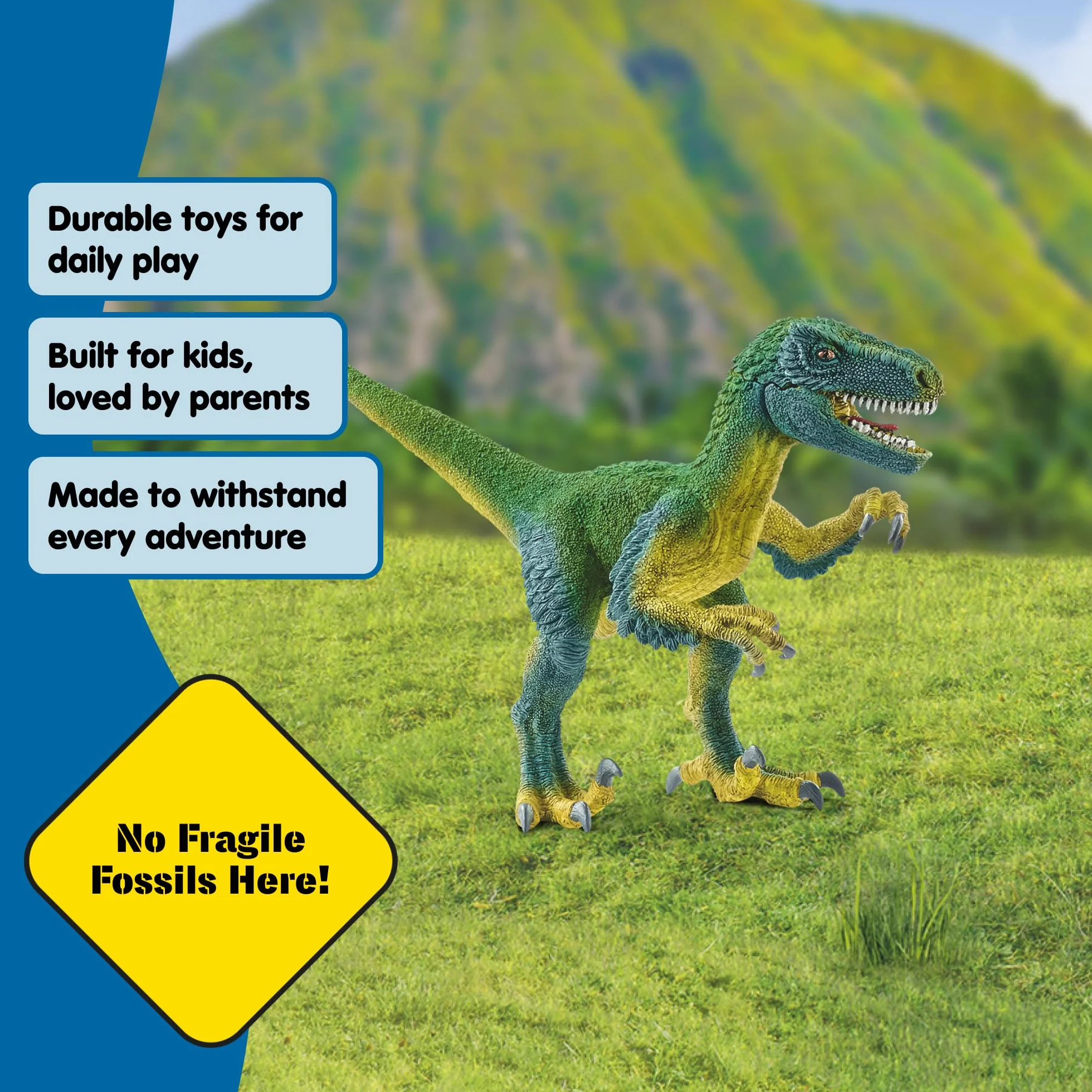 schleich DINOSAURS | Velociraptor 14585 | szczegółowa figurka z ruchomą szczęką i ramionami | świetny prezent dla dziewczynek i chłopców | zabawka dinozaur schleich od 3 lat | 18 x 6 x 10 cm
