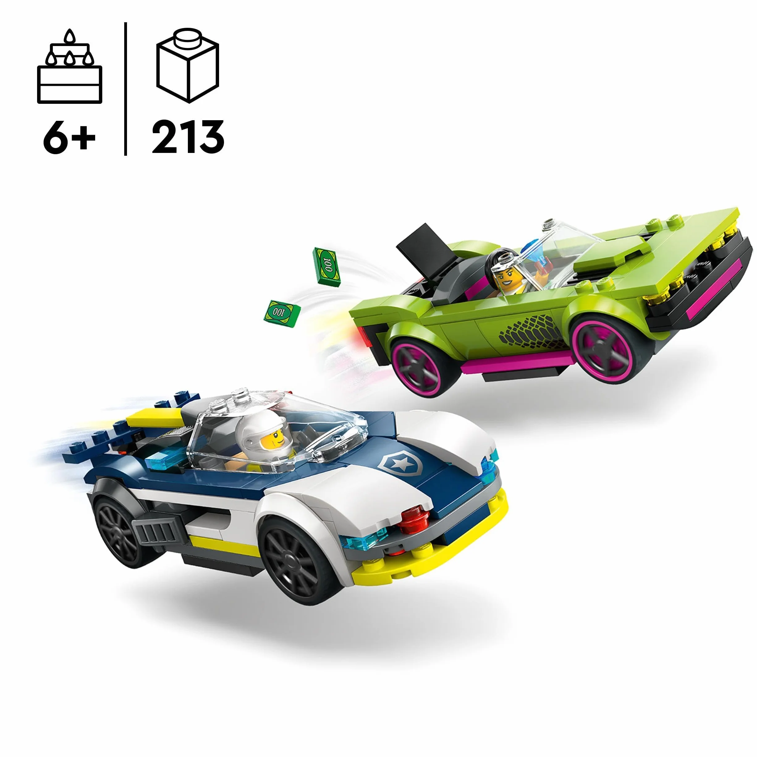 LEGO City Pościg radiowozu za muscle carem 60415 Zabawka do Zbudowania dla 6-latka z Minifigurkami