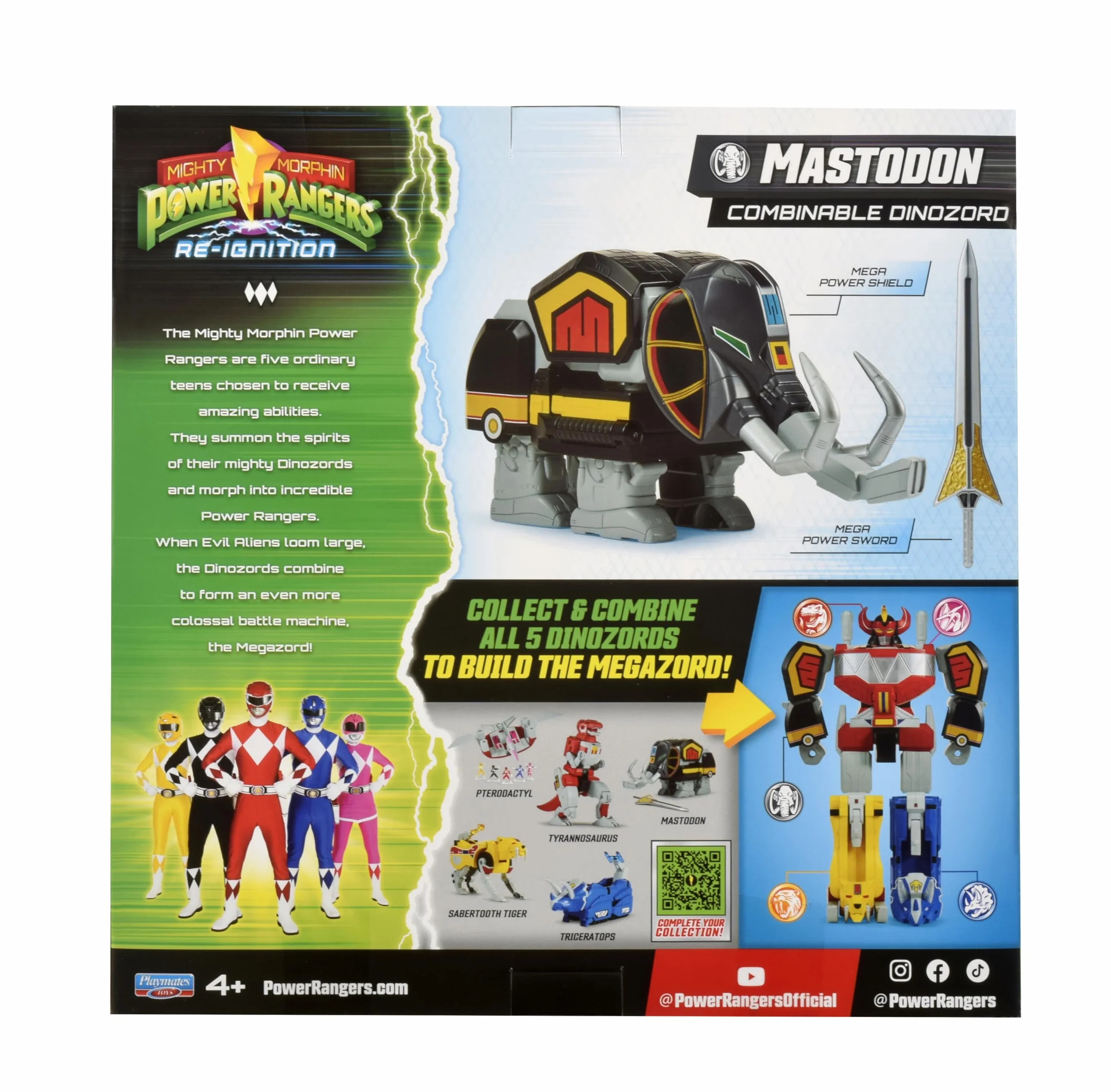 Power Rangers - Kolekcja Megazord, przegubowe Zords, Figurka, 20 cm, model Mastodon Dinozord, dla dzieci od 4 lat, PWG002