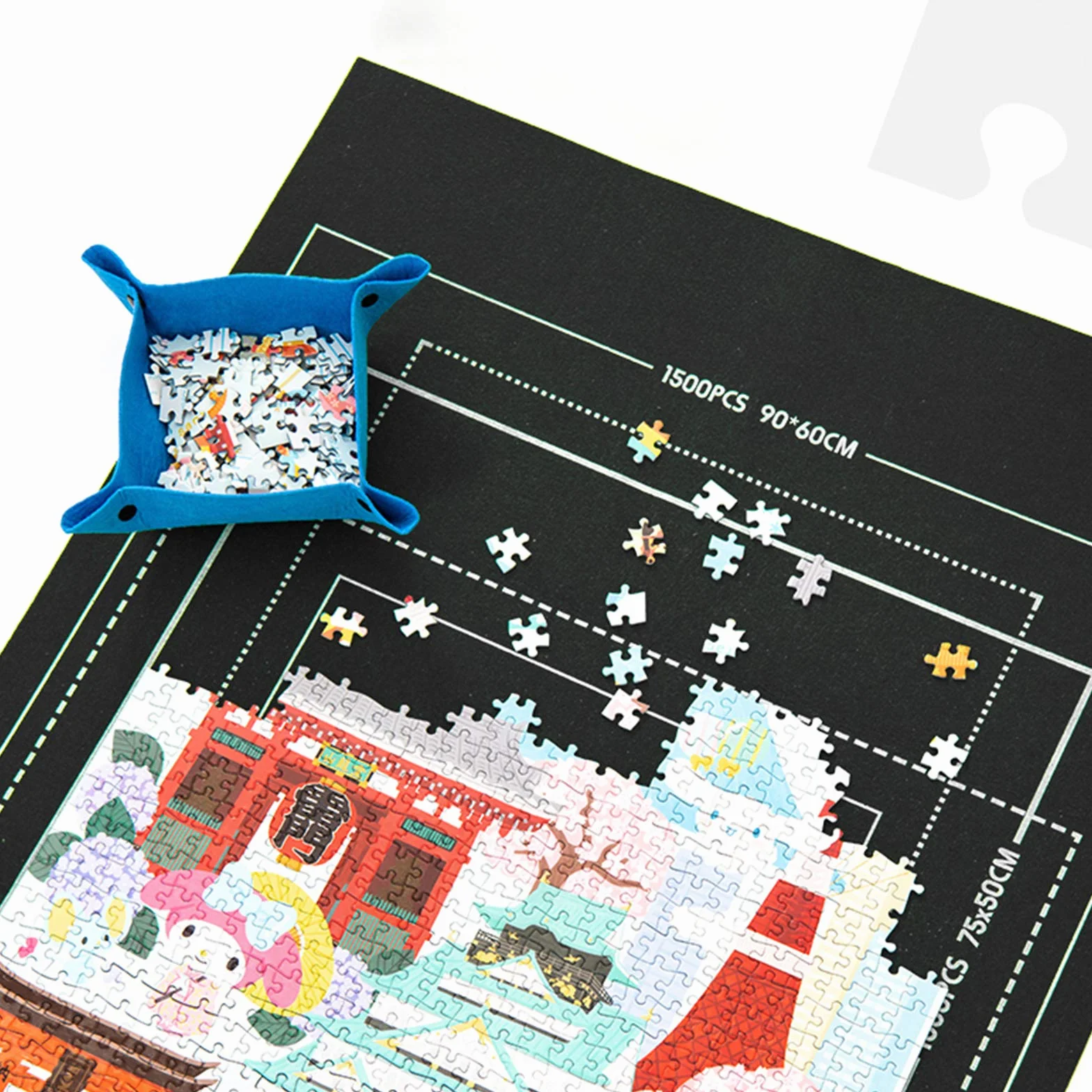 Celawork Mata do puzzli, na maks. 3000 elementów – Jigsaw Rolls, podkładka pod puzzle, mata rolowana – praktyczne akcesoria do przechowywania (czarna)
