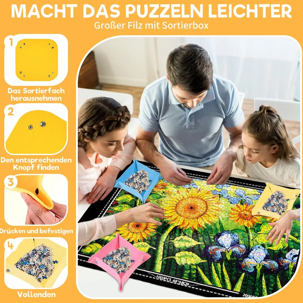 Joycabin Mata do puzzli - przenośna mata rolowana na 1000, 1500, 2000 elementów - dywan do przechowywania i transportu puzzli