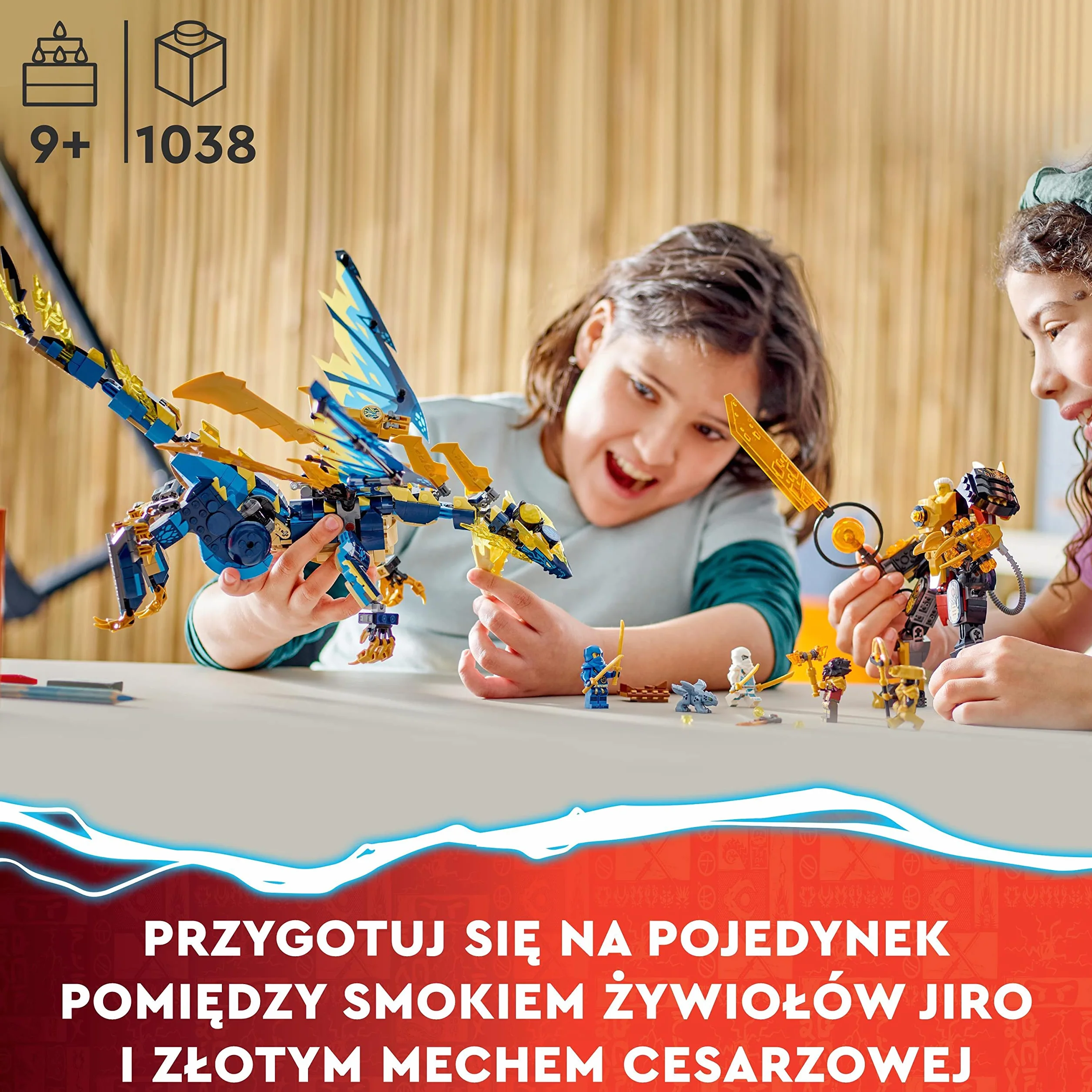 LEGO NINJAGO Smok żywiołu kontra mech cesarzowej, duży zestaw, smok zabawka dla dziecka z figurką akcji, szybowcem ninja i 6 minifigurkami, Dragons Rising, prezent dla chłopca i dziewczynki, 71796