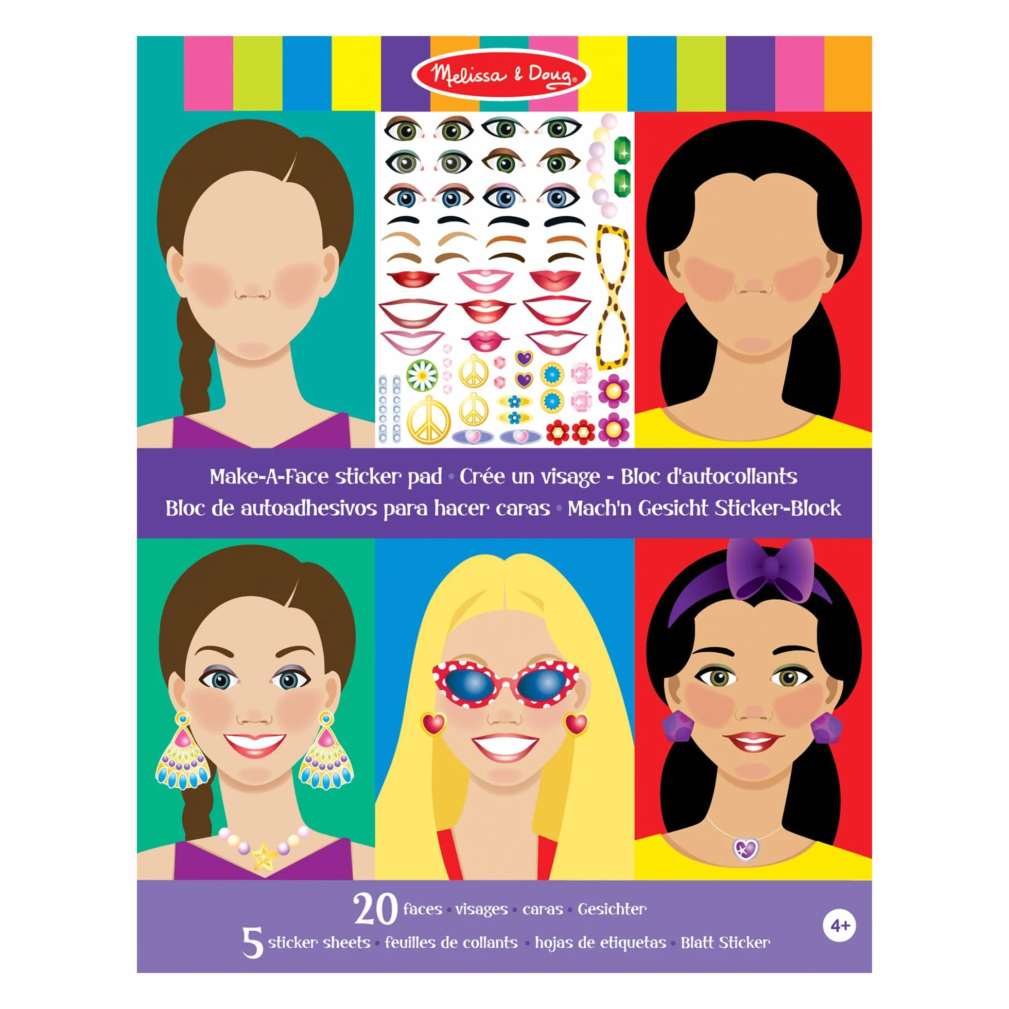 Melissa & Doug – Blok z Naklejkami do Tworzenia Twarzy | Zadania | 3+ | Prezent dla Chłopca lub Dziewczynki