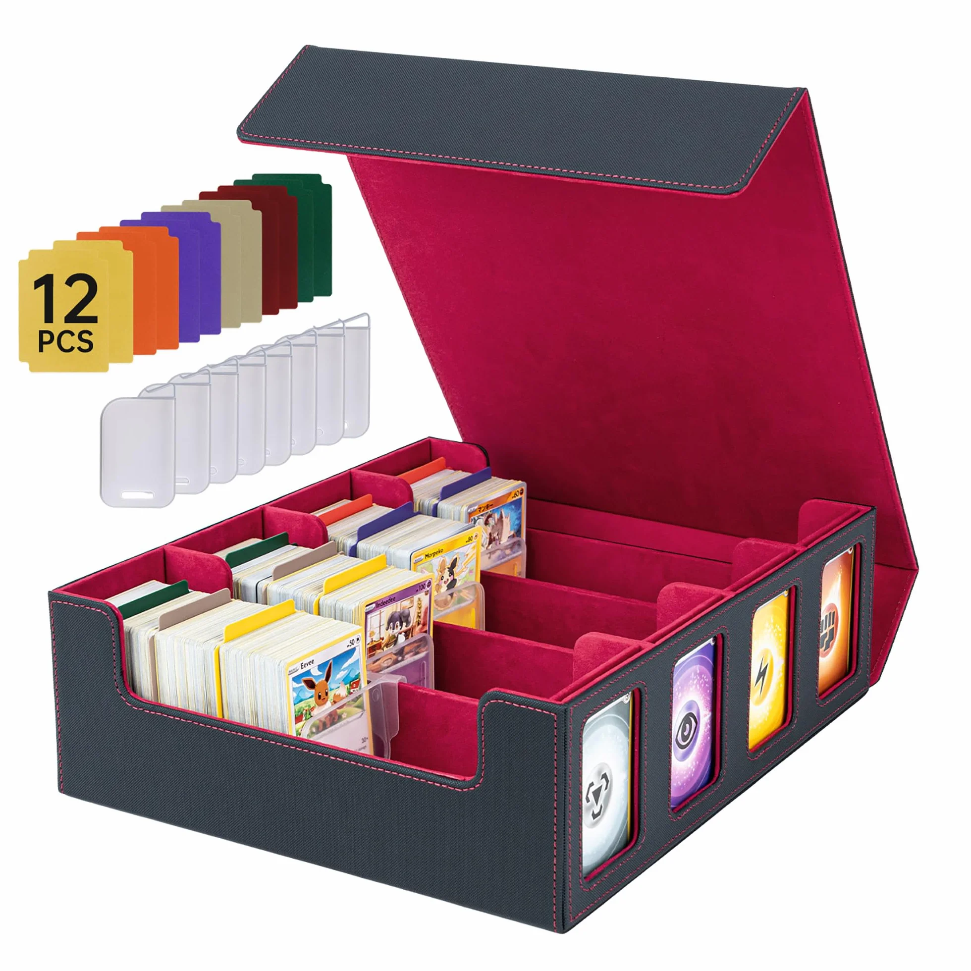 Commander Deck Box do MTG, pudełko do przechowywania 2400 kart, karta z 8 regulowanymi przegródkami