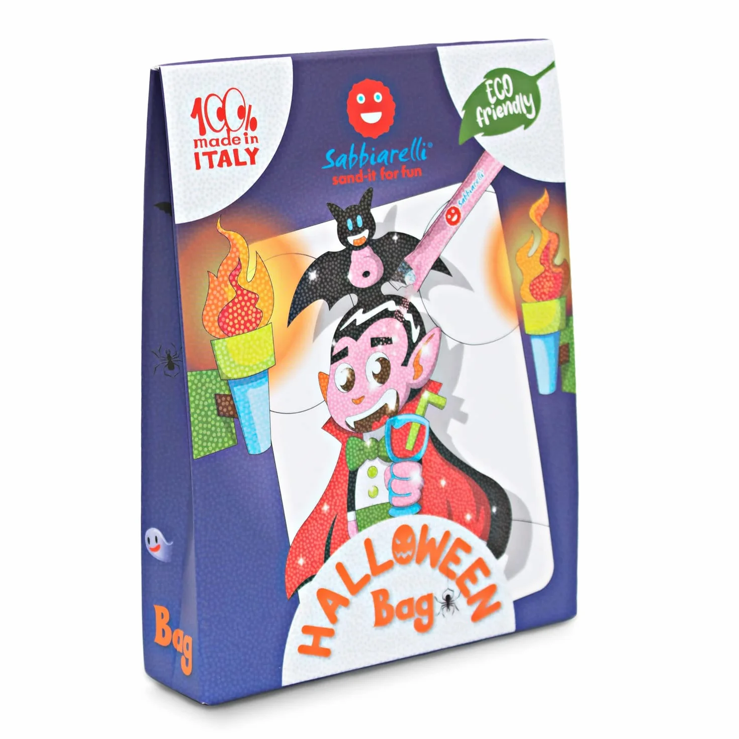 Sabbiarelli Sand-it For Fun – Bag Halloween | Mini Kit Sand Art z Motywem Halloween 100% Made in Italy z Kolorowym Piaskiem i Rysunkami Samoprzylepnymi | Dzieci 5-12