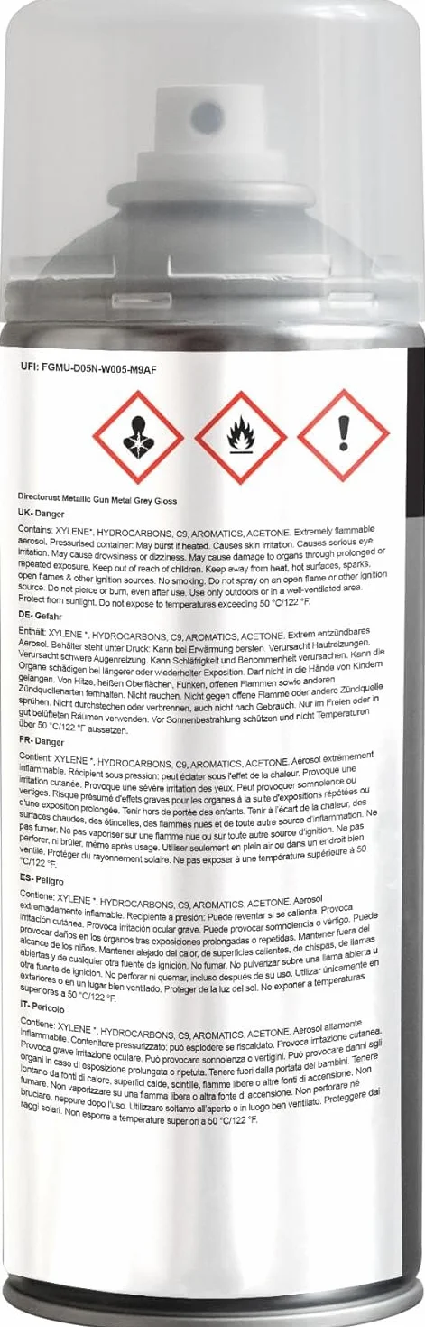 JENOLITE Directorust farba metaliczna z połyskiem | SZARY METALOWY PISTOL | Farba wielopowierzchniowa | podkład, podkład i warstwa wierzchnia wszystko w jednym | 400ml