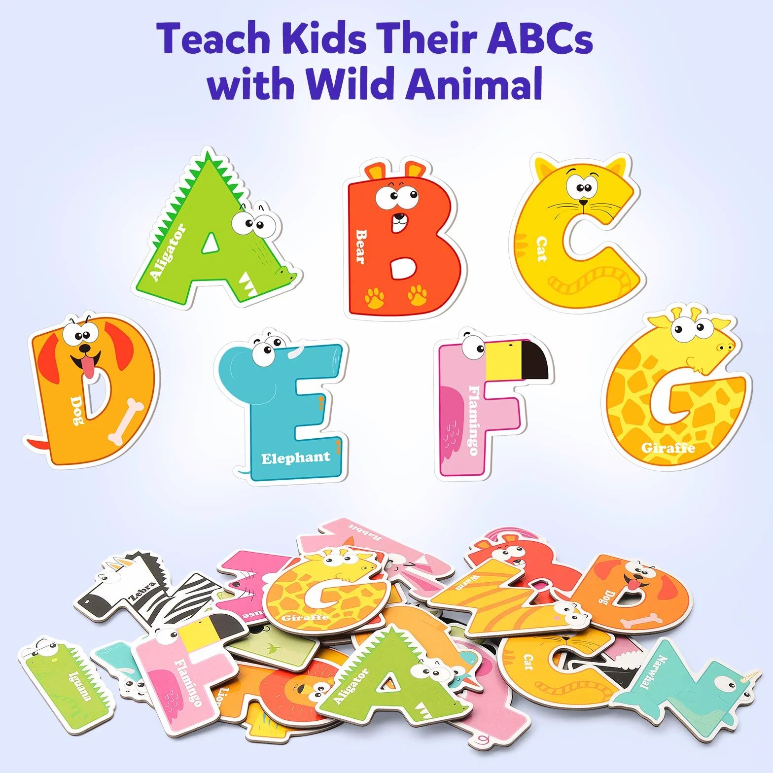 Coogam magnetyczne litery 26 sztuk Jumbo ABC alfabet kolorowy kształt zwierząt duże duże magnesy na lodówkę zestaw zabawek edukacyjnych nauka pisowni gry dla dzieci w wieku 3 4 5 lat