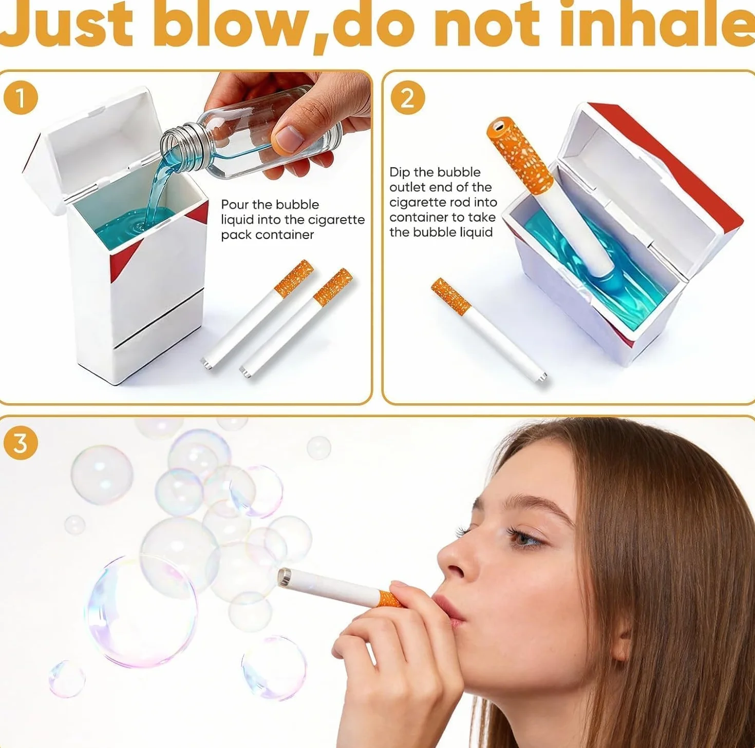 2 sztuki baniek mydlanych Bubble Puff, sztuczne papierosy do dmuchania bąbelków, baniek mydlanych, baniek mydlanych, zabawny papieros na imprezę, urodziny i urodziny dziecka