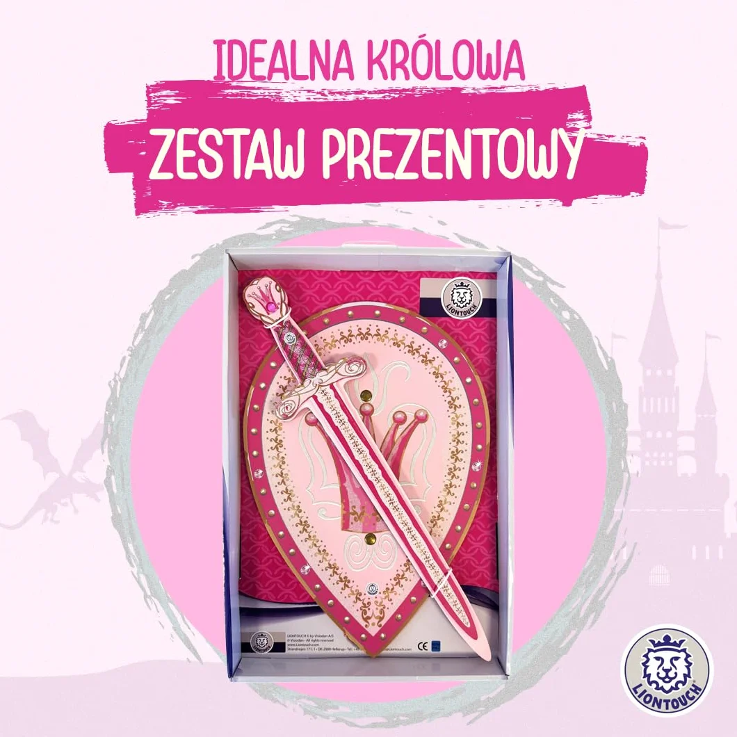 Liontouch - Queen Pink zestaw do zabawy dla dziewczynek - dla dzieci w wieku 3-6 lat | różowy miecz z pianki i tarcza w błyszczącym średniowiecznym stylu | bezpieczne i trwałe akcesoria do