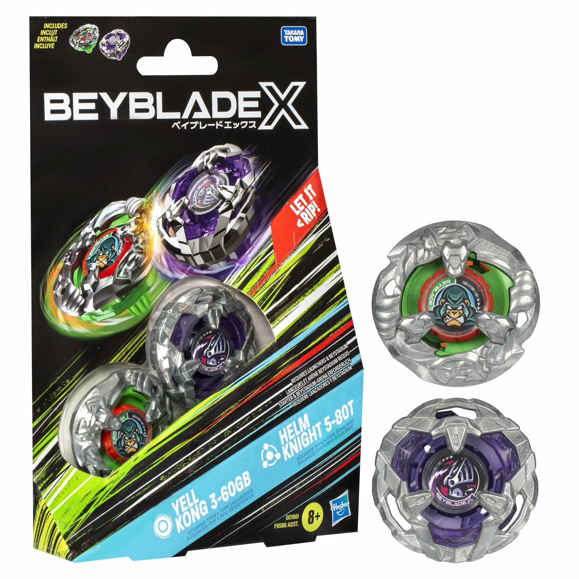 Beyblade X Yell Kong 3-60 GB i Helm Knight 5-80T top dwupak zestaw, zabawki spinningowe dla dzieci 8+