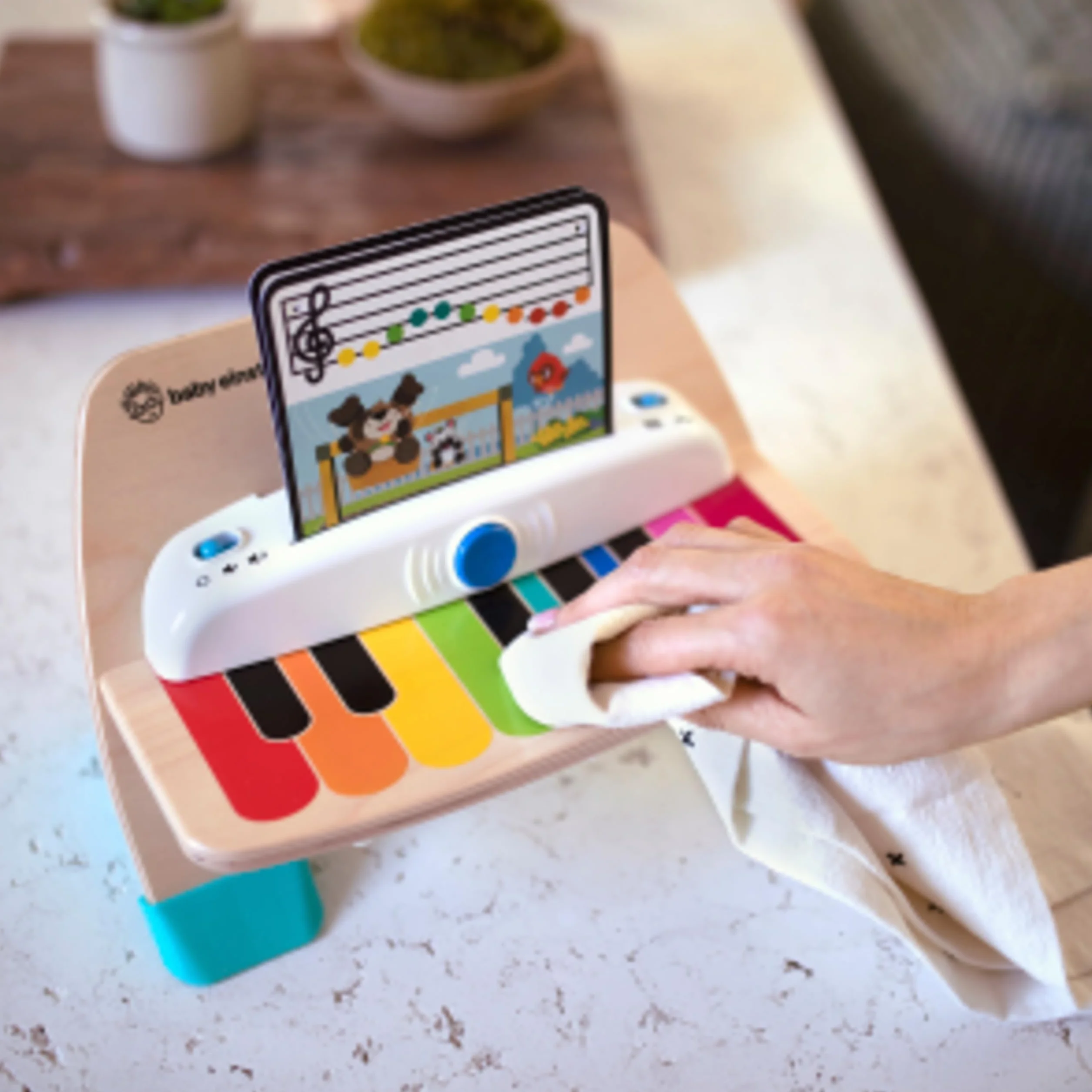 Baby Einstein Hape Magic Touch Piano Wooden Musical Toy Instruments for Toddlers, 2 Play Modes, 6 Songs, Volume Control, Age 6 Months +
