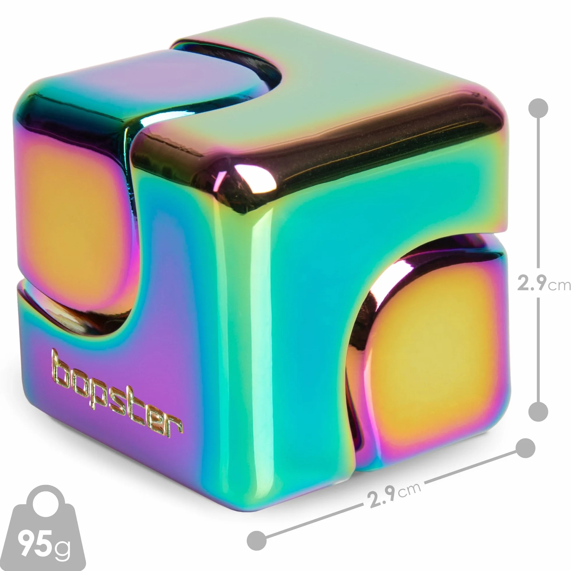 Bopster Fidget Cube Spinner | Anodyzowany metalowy ręczny spinner, zabawka sensoryczna i antystresowa dla dzieci i dorosłych, ADHD, ADD, autyzm, idealny prezent, opalizujący