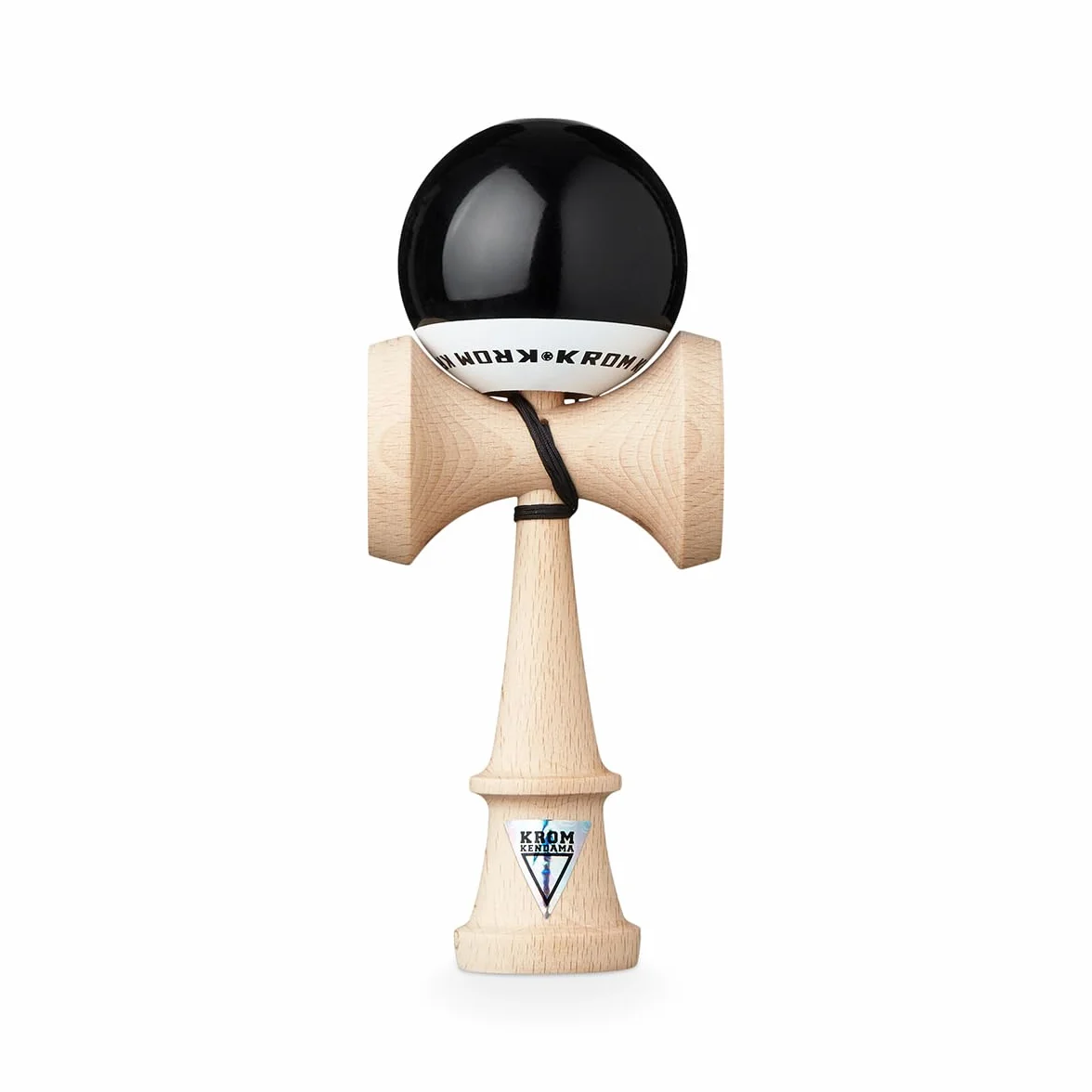 KROM Pro Kendama Drewniany bilboquet dla początkujących i zaawansowanych - Pop LOL Black - Bilboquet gra zręcznościowa do użytku na zewnątrz i wewnątrz - drewniana zabawka ze sznurkiem, piłka