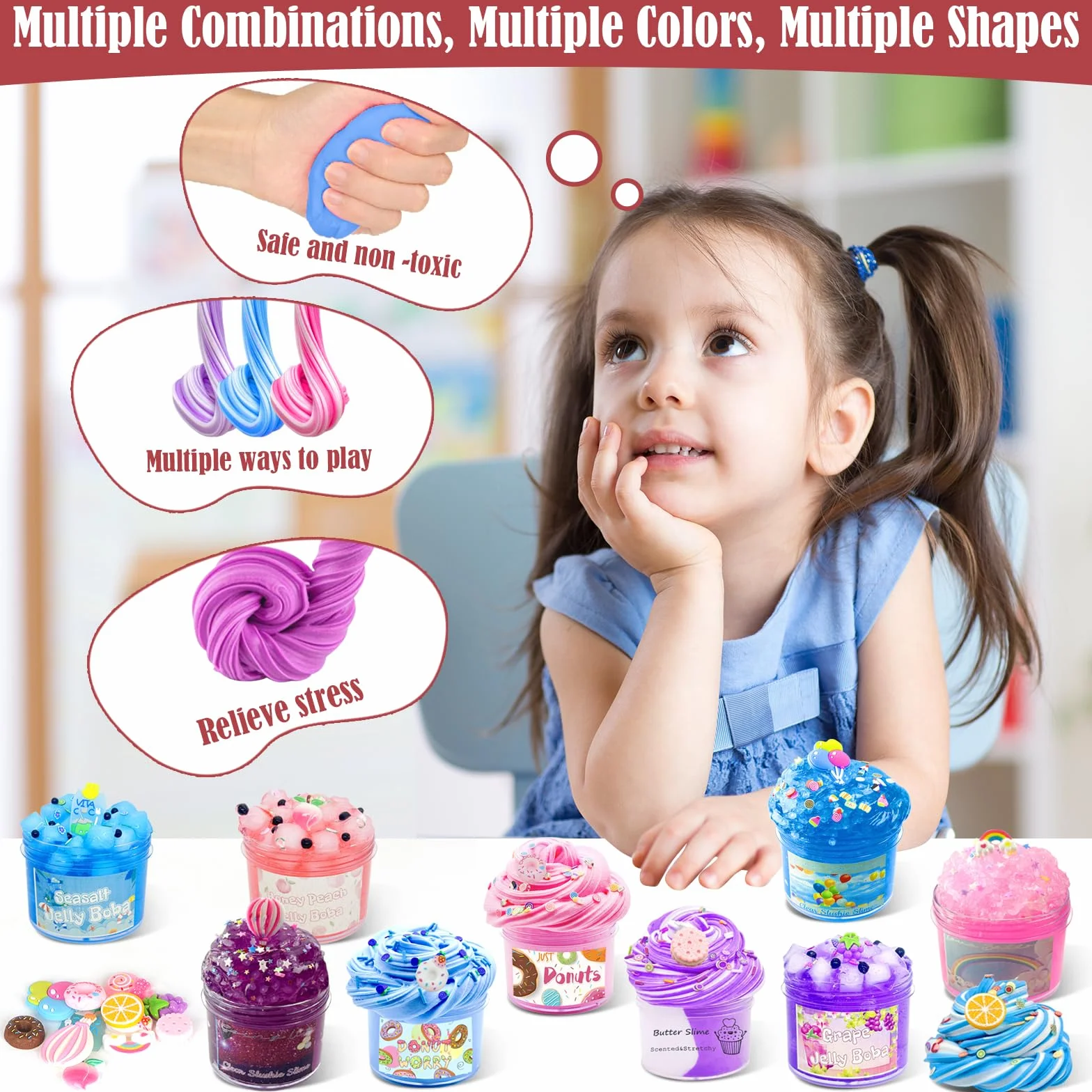 12 sztuk 70 ml Slime Set 12 kolorów masła Slime i Clear Slime, zestaw do samodzielnego wykonania dla dzieci, na urodziny, Halloween, Boże Narodzenie, prezent dla dziewcząt i chłopców