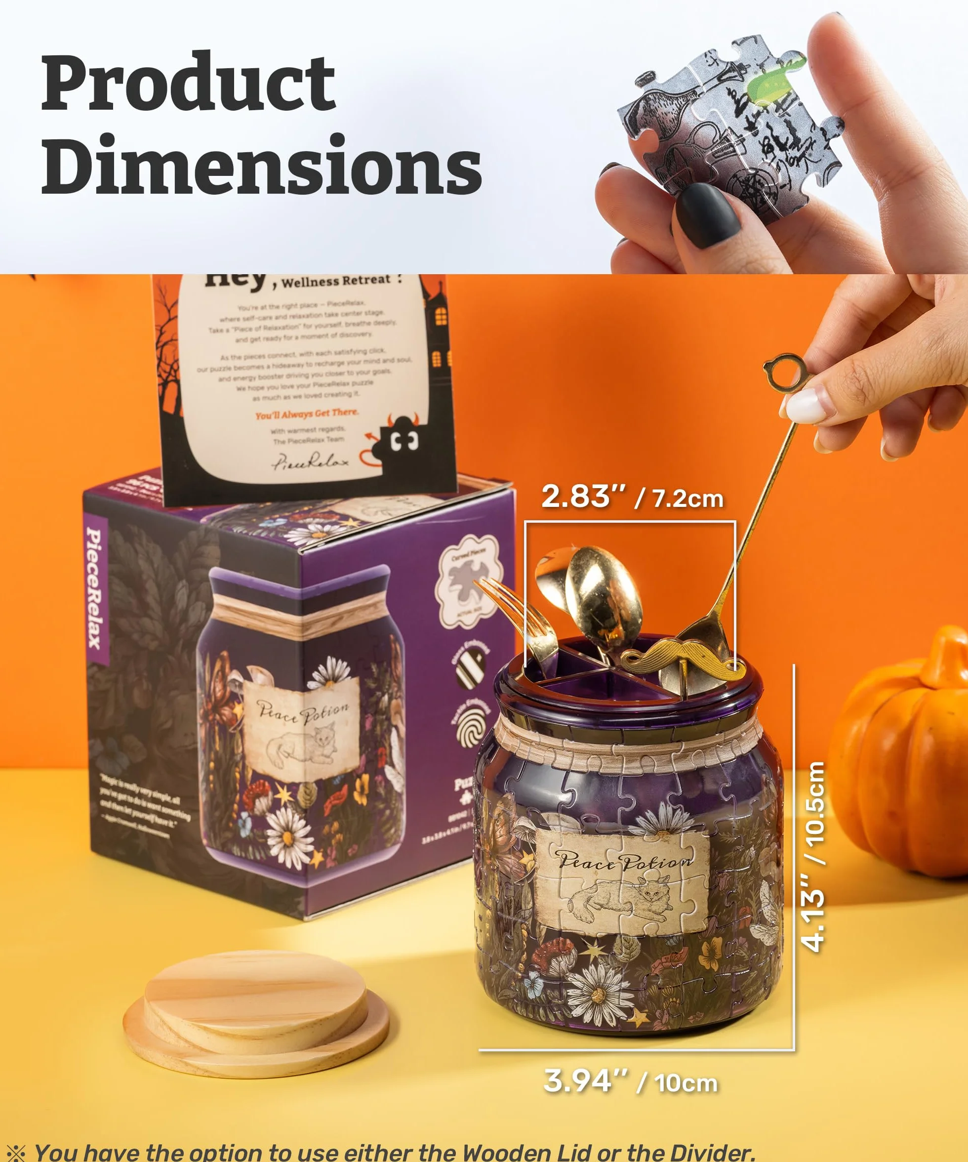 PieceRelax 3D Puzzle Pojemnik na Długopisy - Relax Potion [BB1041], 96 Elementów, Drewniana Pokrywka
