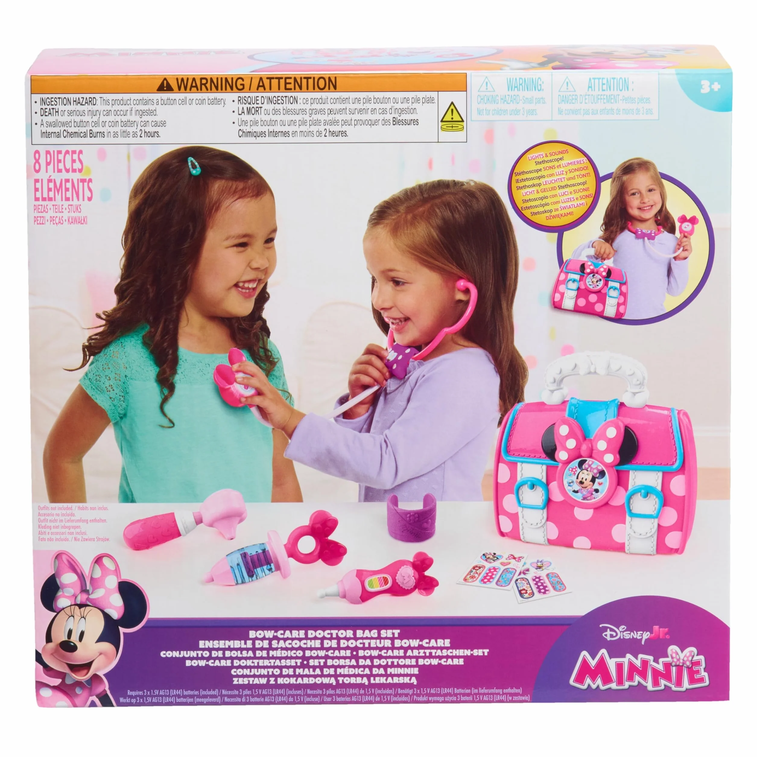 Disney Junior's Minnie Mouse Bow-Care zestaw toreb lekarskich, przebieranie się i udawanie, zabawka dla fanów, dziewcząt, dzieci w wieku od 3 lat