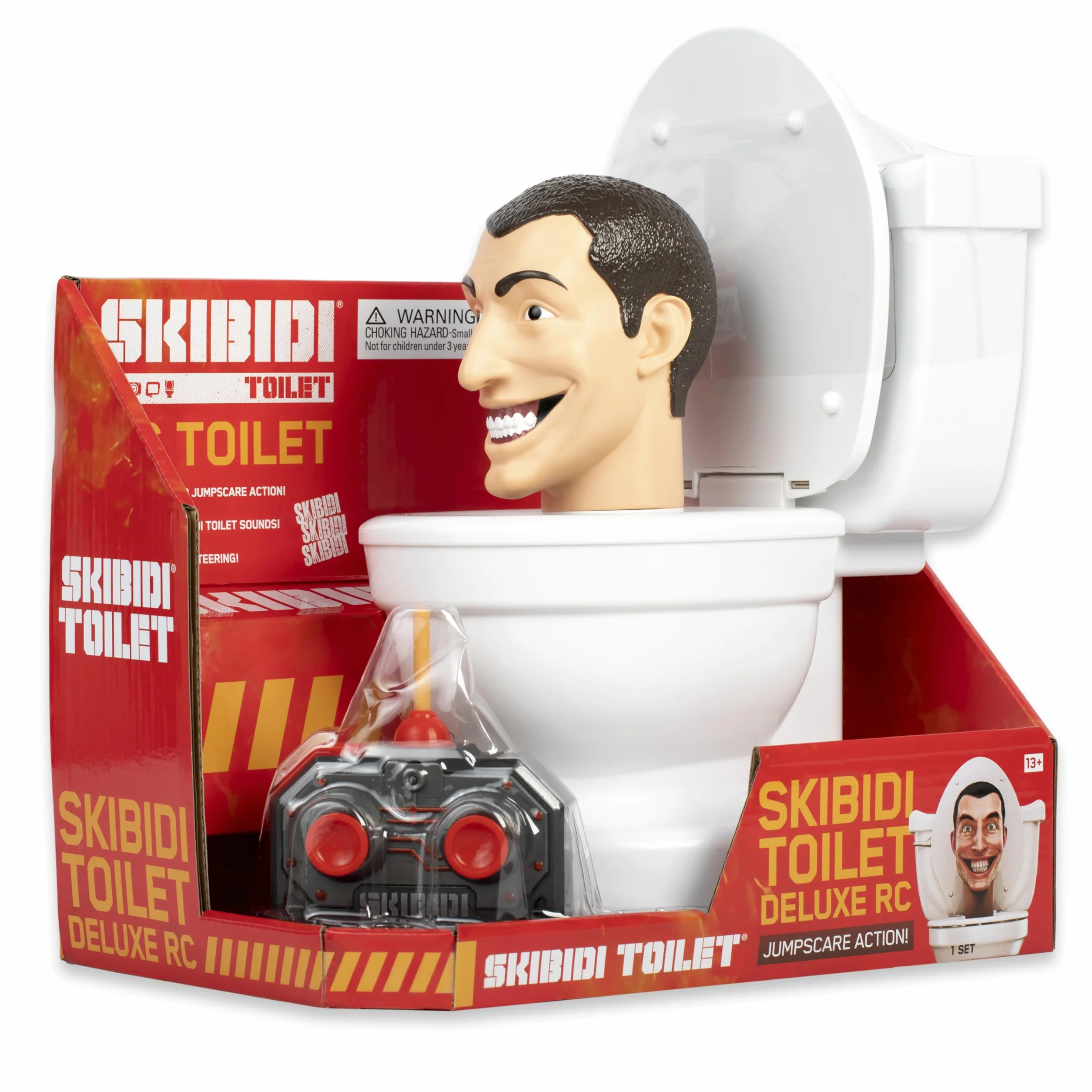 SKIBIDI Toilet Deluxe Toilet RC, YouTube Animation Sensation, pilot zdalnego sterowania, figurka akcji, oficjalnie licencjonowany gadżet toaletowy