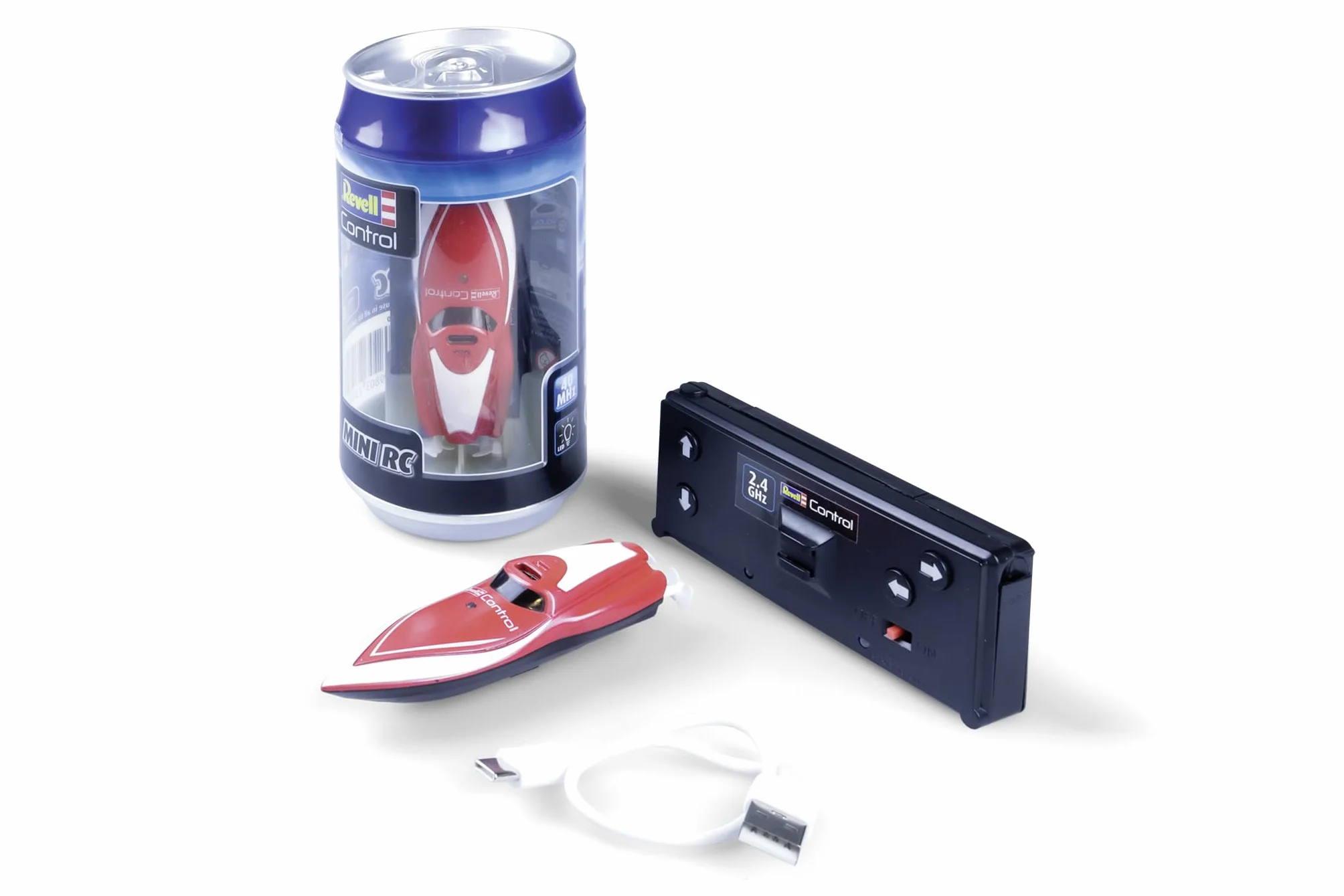 Revell Control 23569 Mini RC Speedboat - czerwona z precyzyjnym sterowaniem 2,4 GHz, długość 7,5 cm