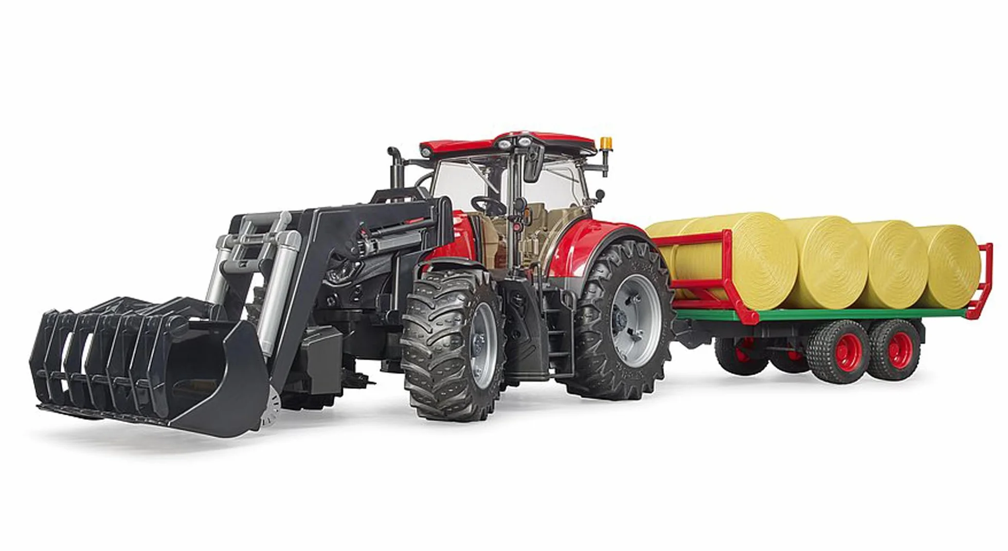 bruder 03198 - Case IH Optum 300CVX z ładowaczem czołowym i przyczepą do bel - 1:16 Ciągnik, traktor, przyczepa do bel, farma