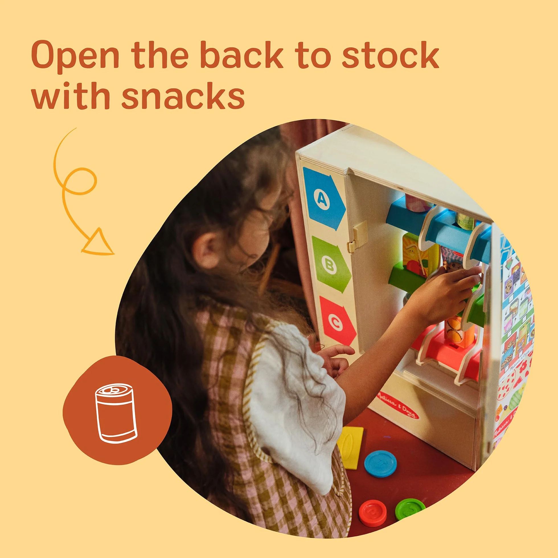 Melissa & Doug Drewniany automat sprzedający do sortowania, magazynowania i wybierania, drewniana zabawka dla dzieci w wieku powyżej 3. roku życia
