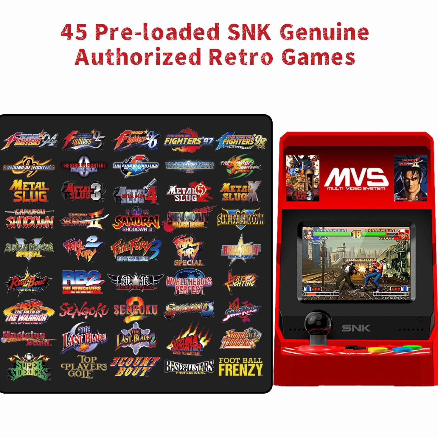 Unico SNK MVS Mini Arcade Red zestaw kontrolerów z 45 grami SNK Neo Geo